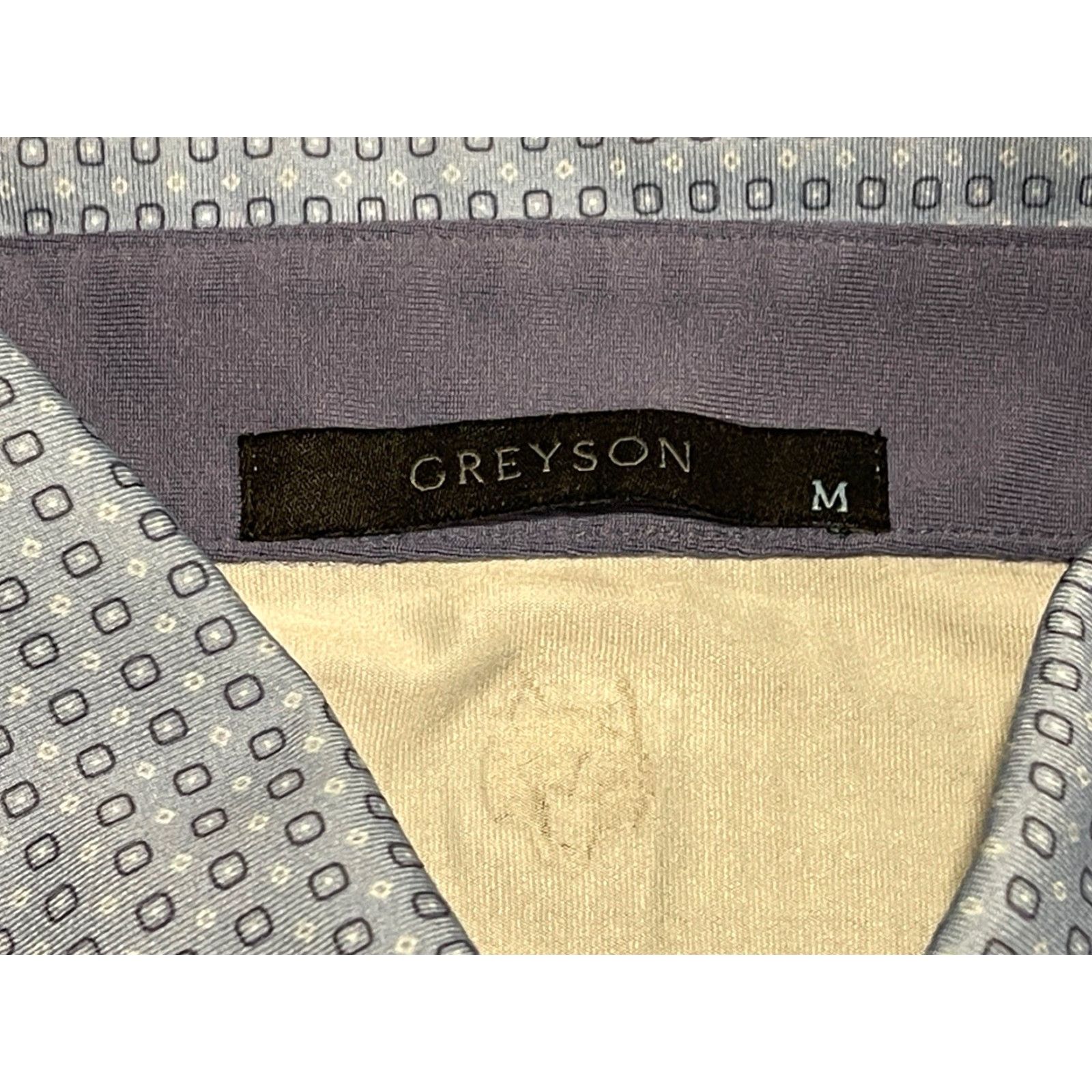 Vintage Greyson Polo Shirt Men Medium Blue Geometric Short Sleeve Performance Golf Shirt Size US M / EU 48-50 / 2 - 4 Thumbnail