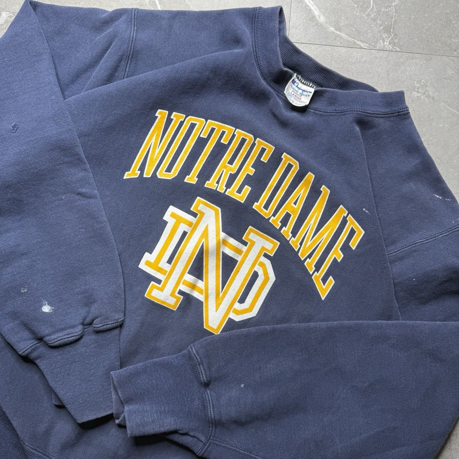 Champion Vintage 80s Notre Dame Champion Reverse Weave Crewneck Large Size US L / EU 52-54 / 3 - 1 Thumbnail
