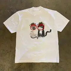 VIBE White casual retro orange print t-shirt Size US L / EU 52-54 / 3 - 1 Thumbnail