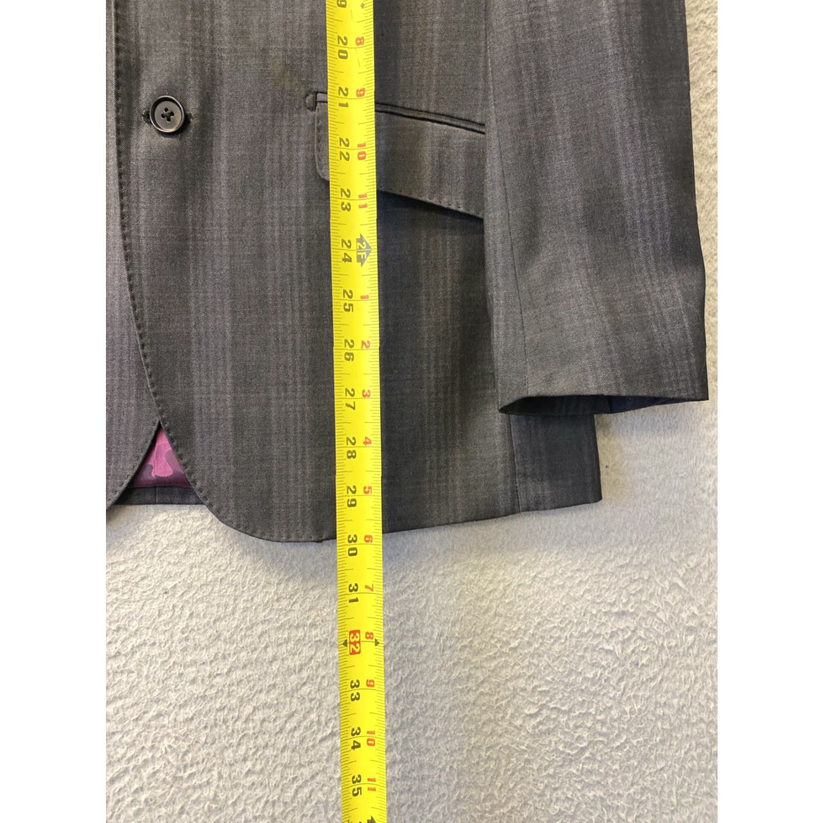 English Laundry English Laundry Blazer Jacket 36R Gray Striped Wool Shawl Button Regular Fall Winter Spring Party/Cocktail Casual Mens Size 36R - 5 Thumbnail