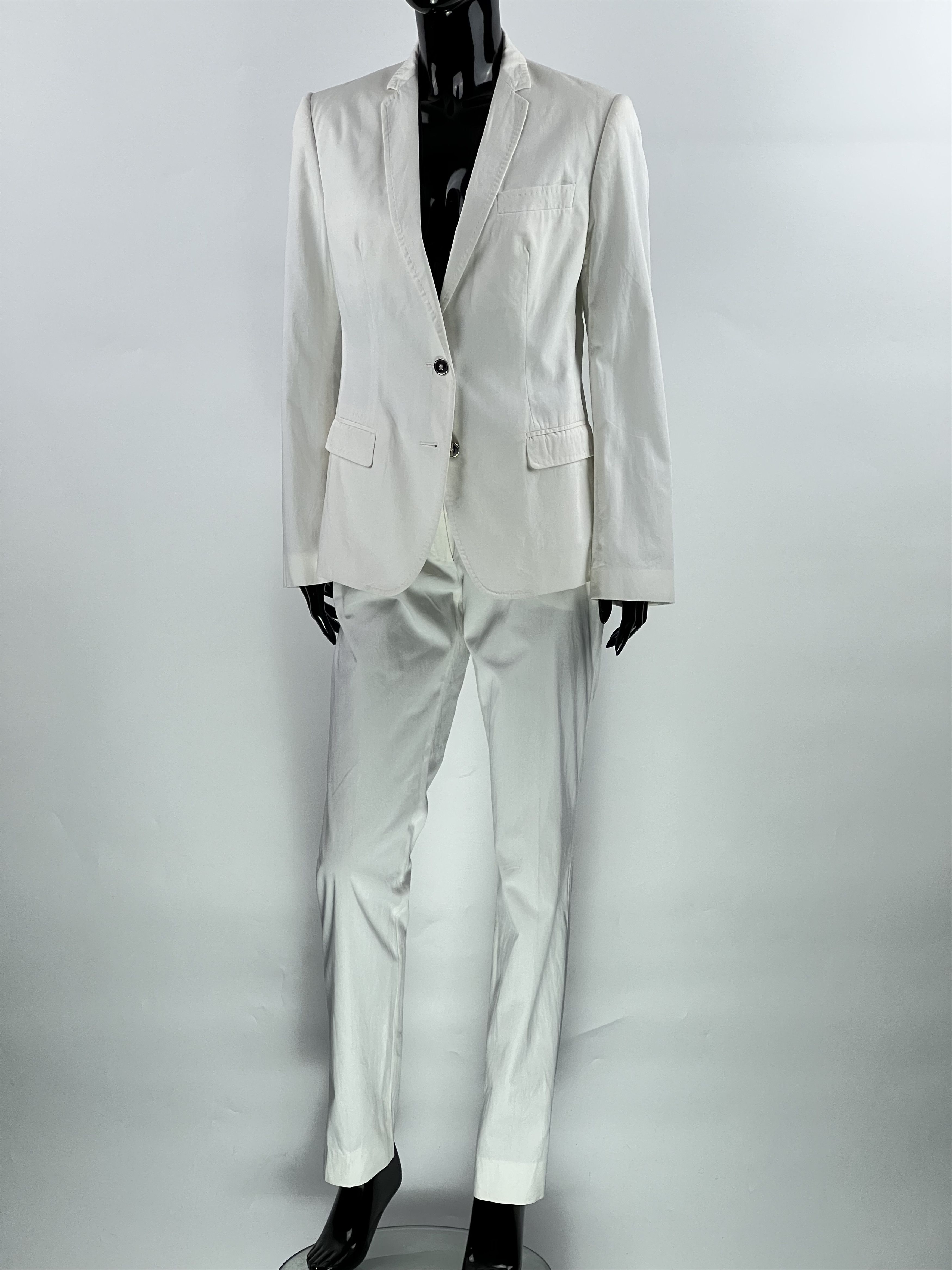 Dolce & Gabbana Dolce Gabbana Women's White Cotton Silk Suit Size IT42 Size M / US 6-8 / IT 42-44 - 1 Thumbnail