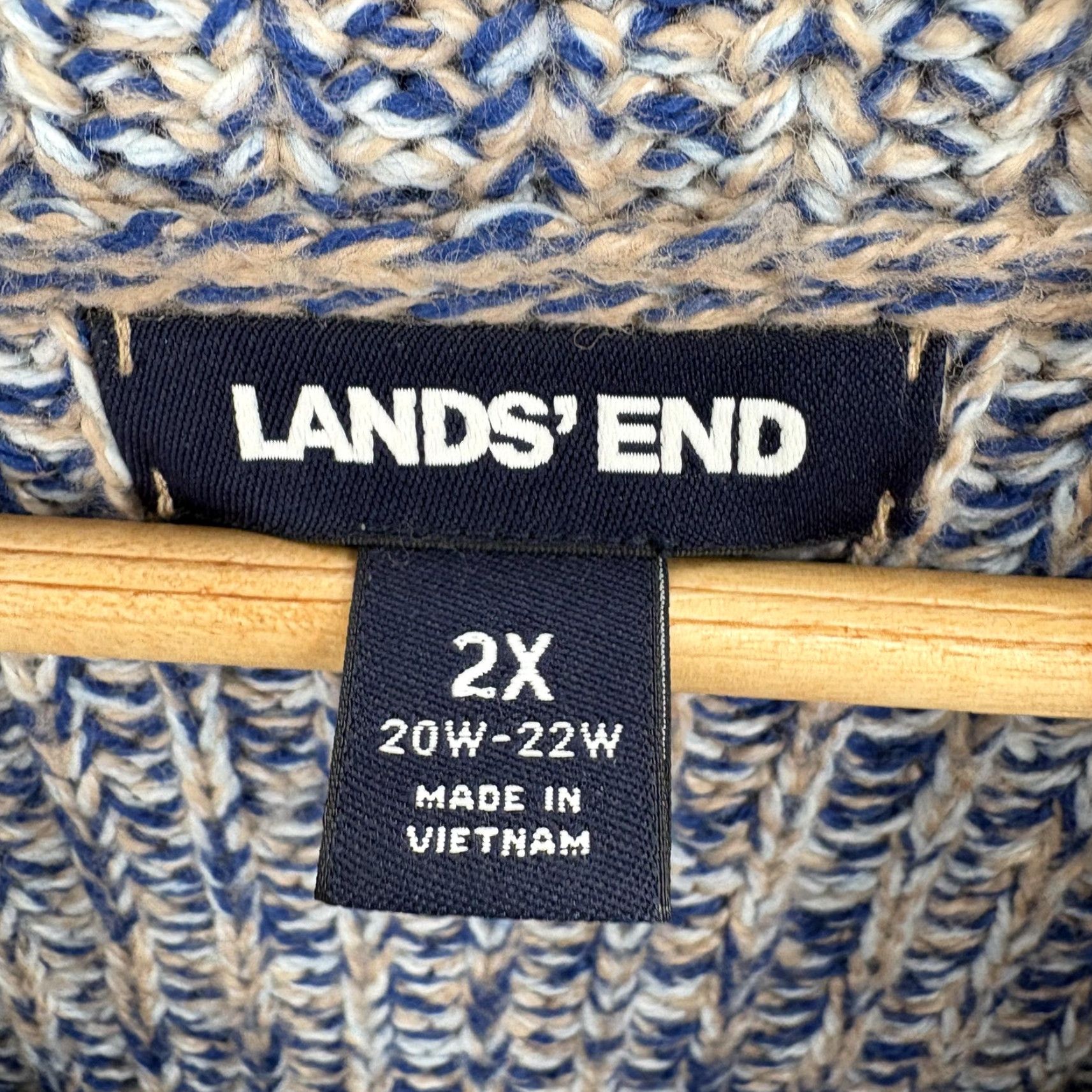 Lands' End VINTAGE Lands' End Sweater Womens 2X Blue Marled Cowl Neck Chunky Knit Pullover Relaxed Size XXL / US 16-18 / IT 52-54 - 4 Thumbnail