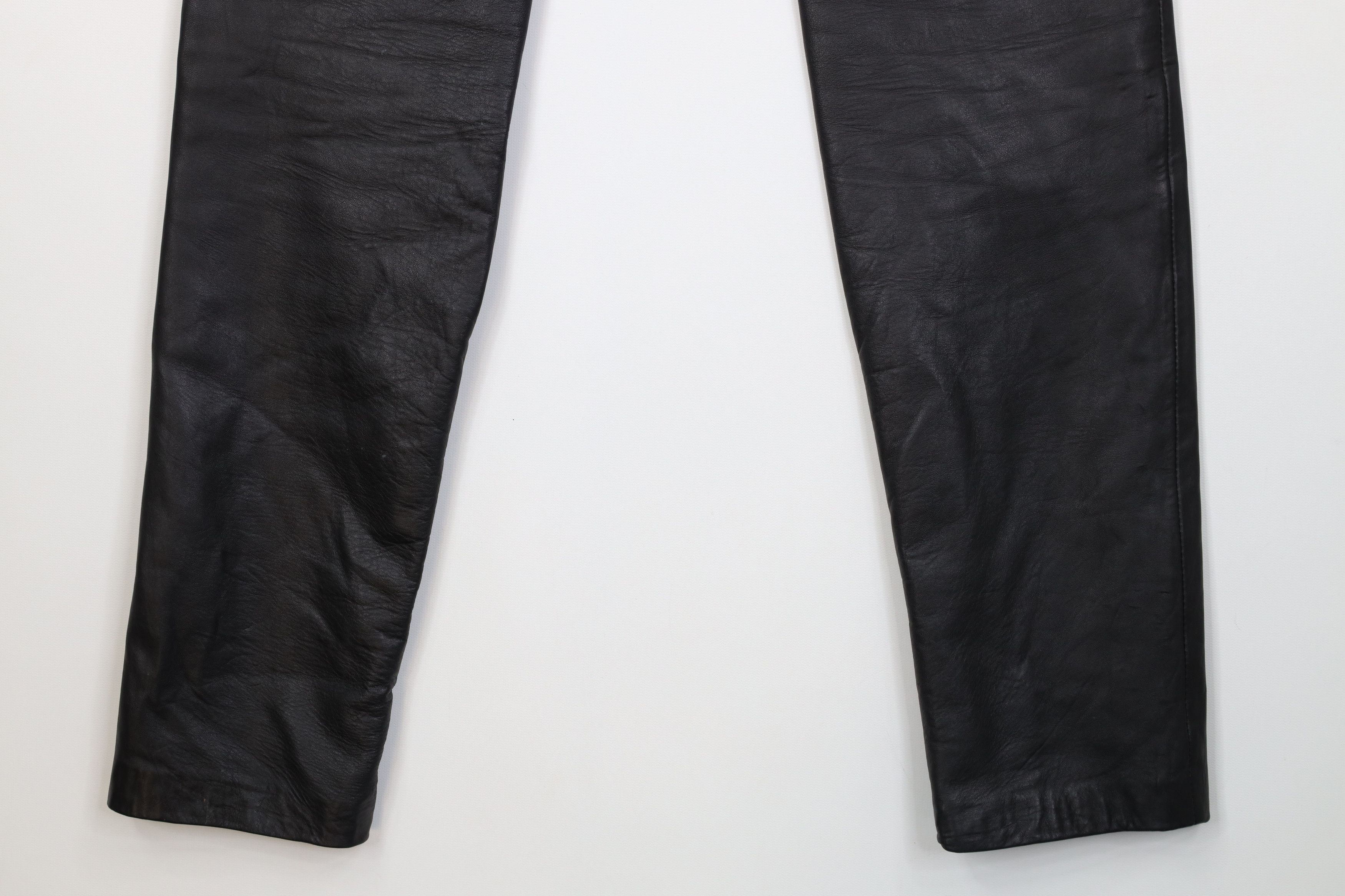 Vintage Vintage 90s Streetwear Straight Leg Leather Pants Black Size 26" / US 2 / IT 38 - 12 Thumbnail