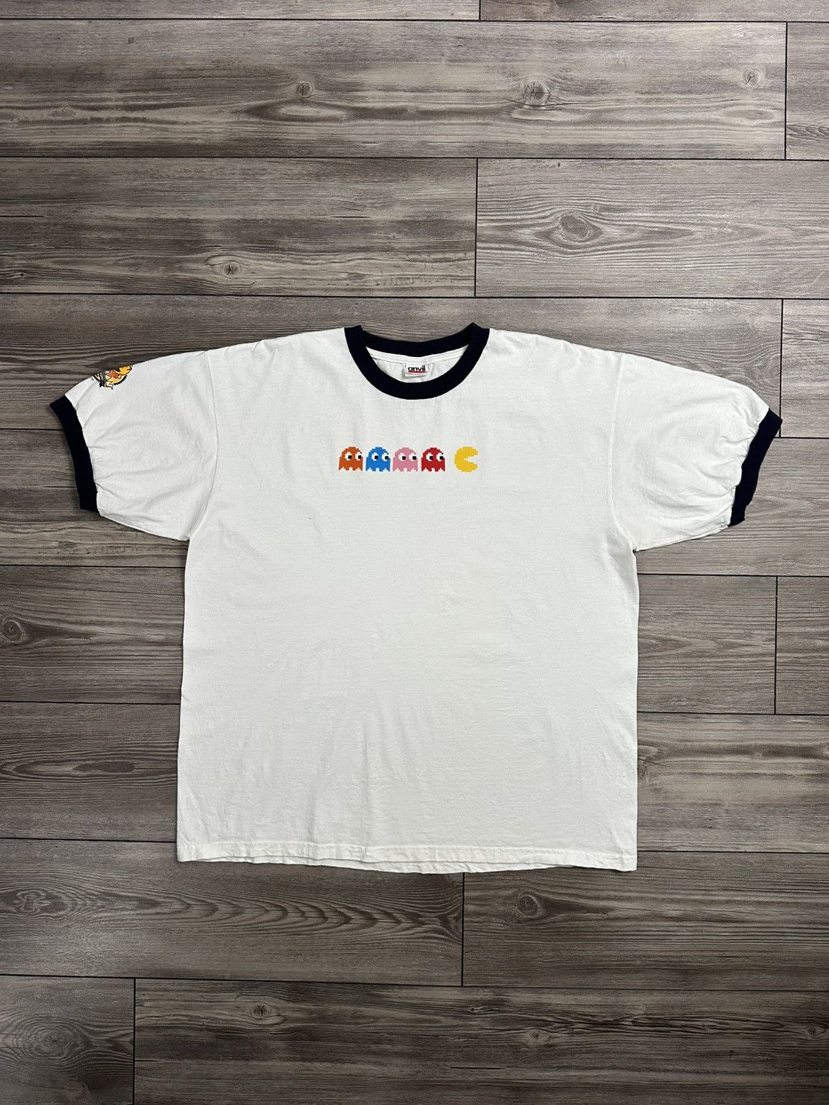 Anvil Vintage Y2K Pac-Man 25th Anniversary Ringer T Shirt Size US XL / EU 56 / 4 - 1 Thumbnail