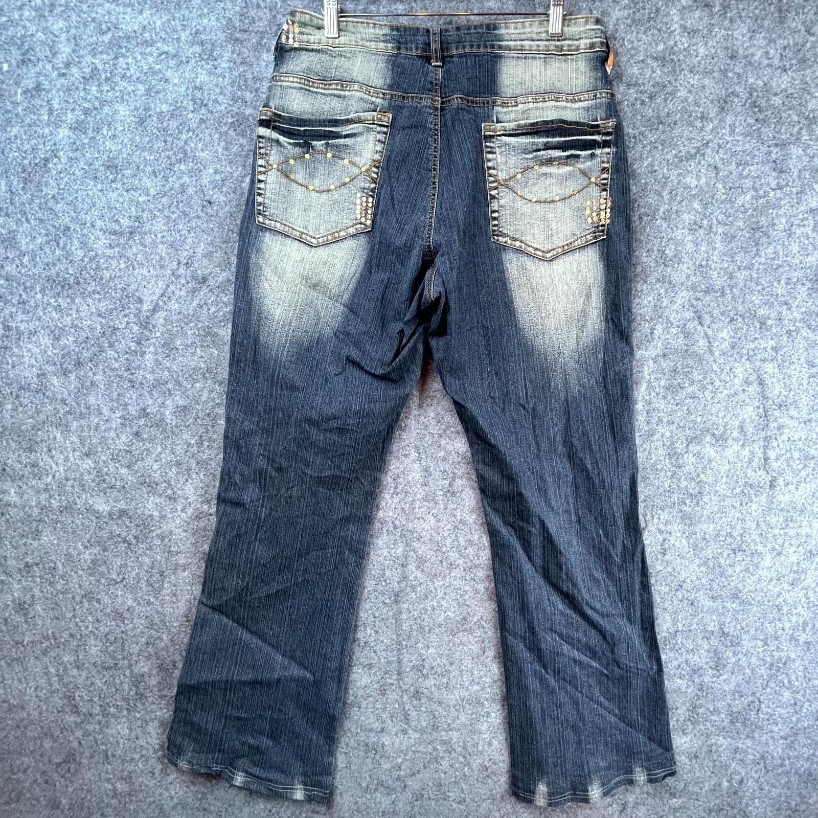 Apollo Apollo Jeans Women 15/16 Blue Sequin High Rise Bootcut Y2K Size 38" / US 16 / IT 52 - 2 Thumbnail
