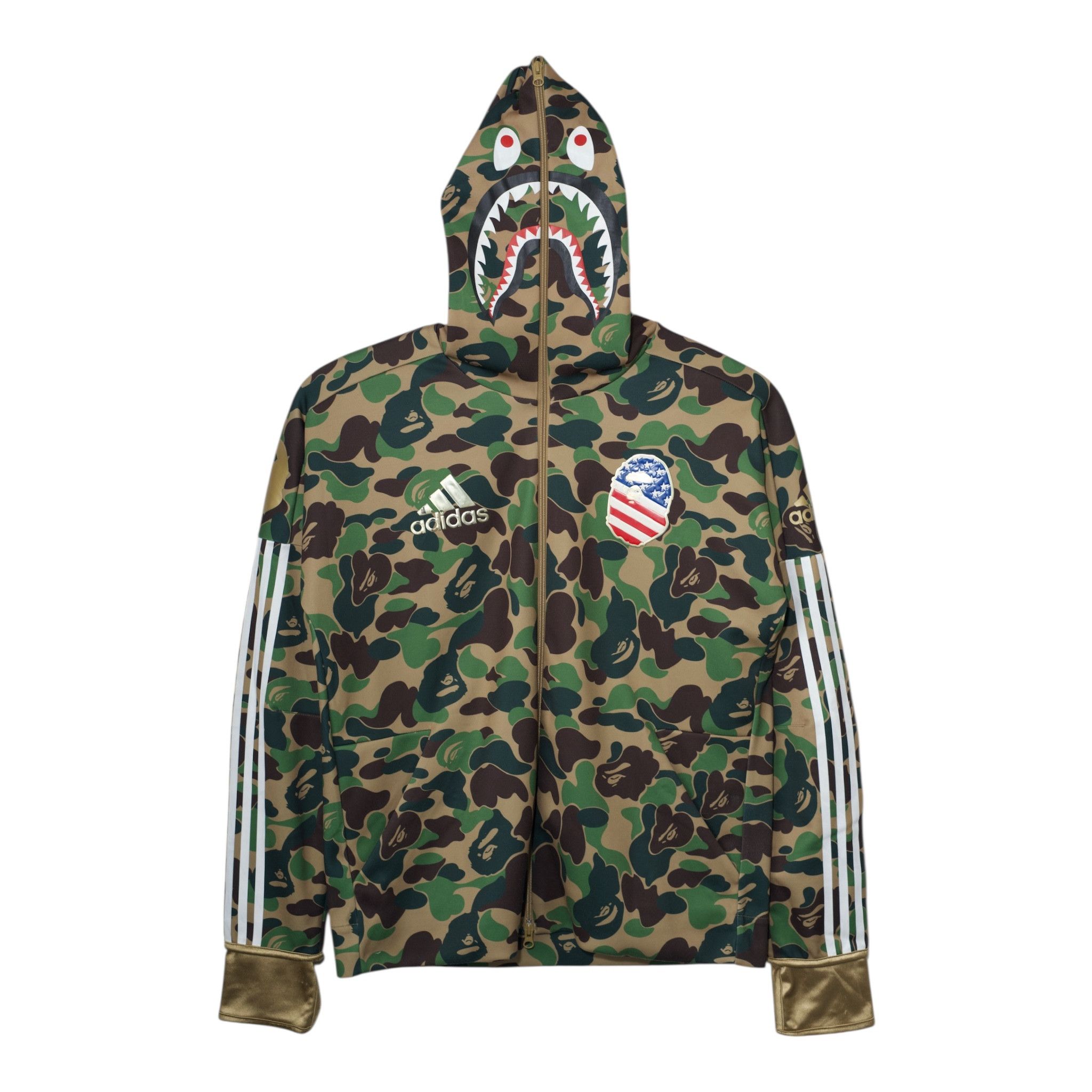 Bape x Adidas SB Shark Full Zip Hooded Sweatshirt Green Size US L / EU 52-54 / 3 - 1 Thumbnail