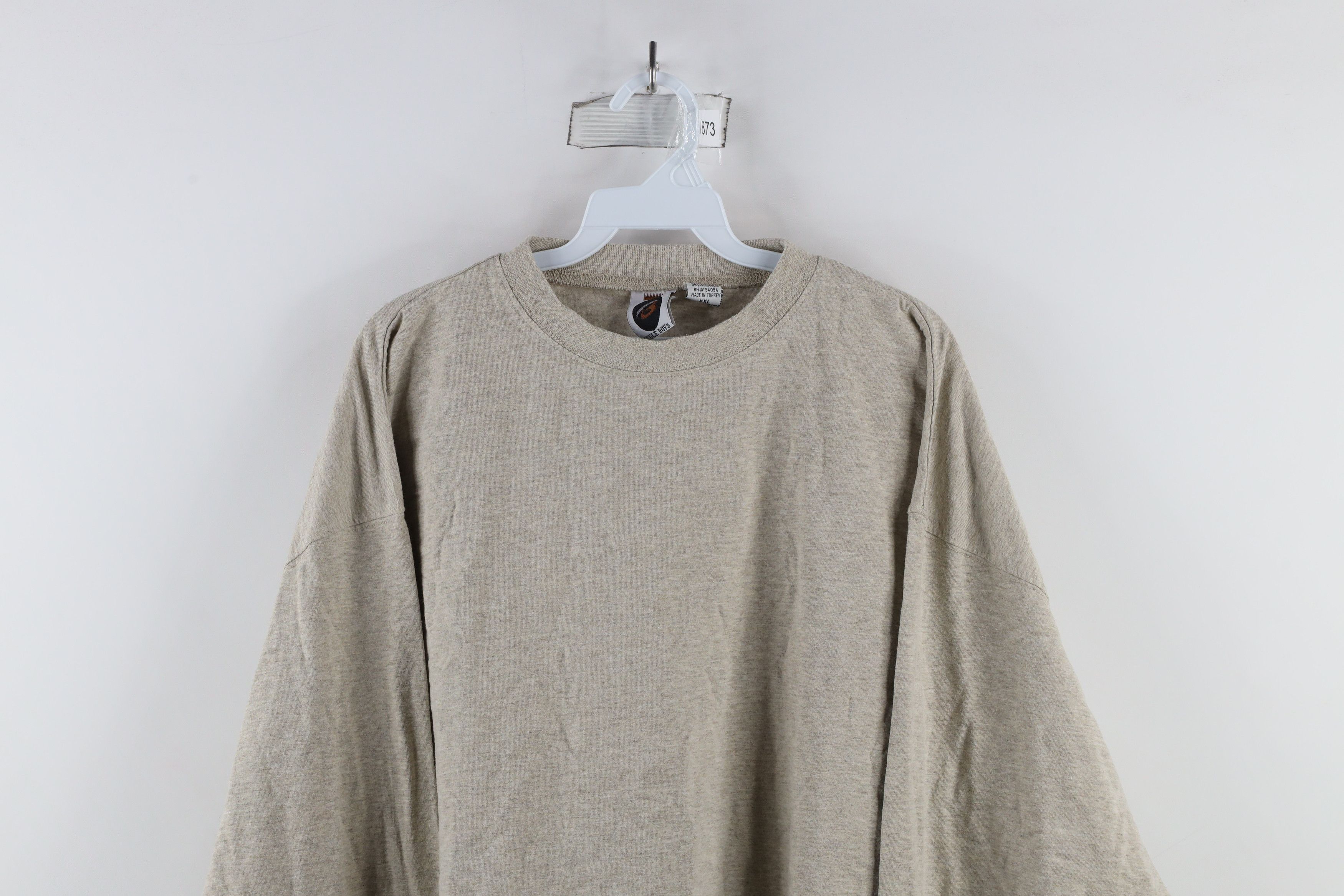 Vintage Vintage 90s Streetwear Long Sleeve T-Shirt Beige Cotton Size US XXL / EU 58 / 5 - 2 Thumbnail