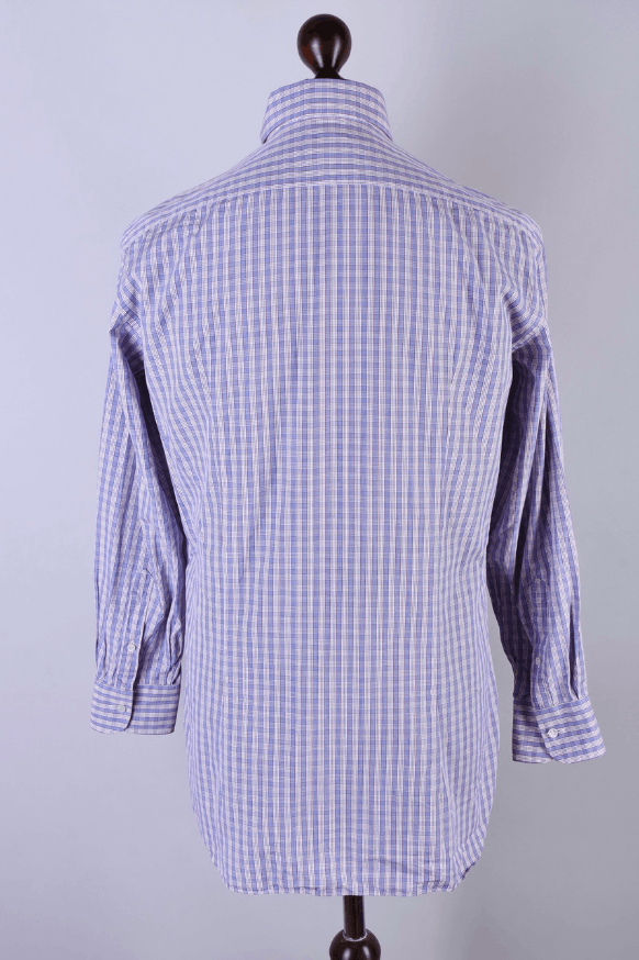 Brioni Brioni Purple Blue Plaid Button Down Dress Shirt Size L Size US L / EU 52-54 / 3 - 3 Thumbnail