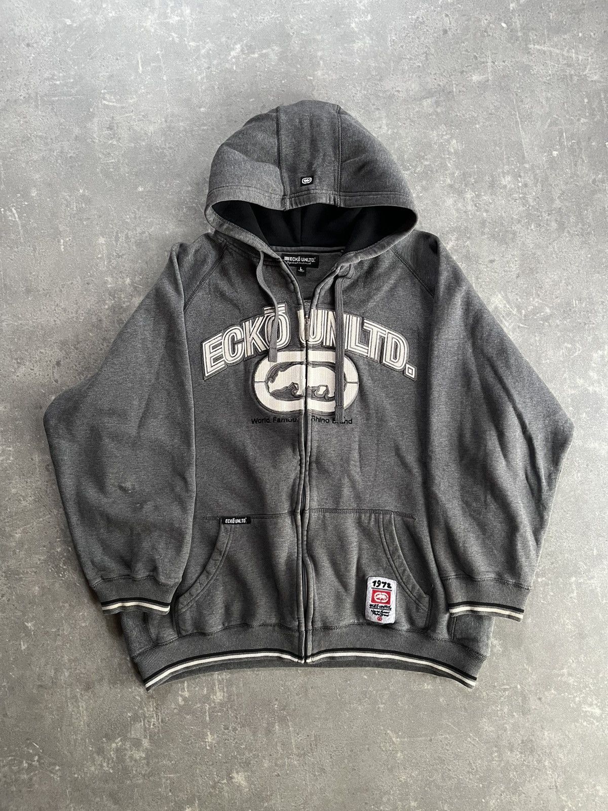 Ecko Unltd. Ecko Unltd. Big Spellout Rhino Logo Baggy Zip Hoodie L XL Size US L / EU 52-54 / 3 - 1 Thumbnail