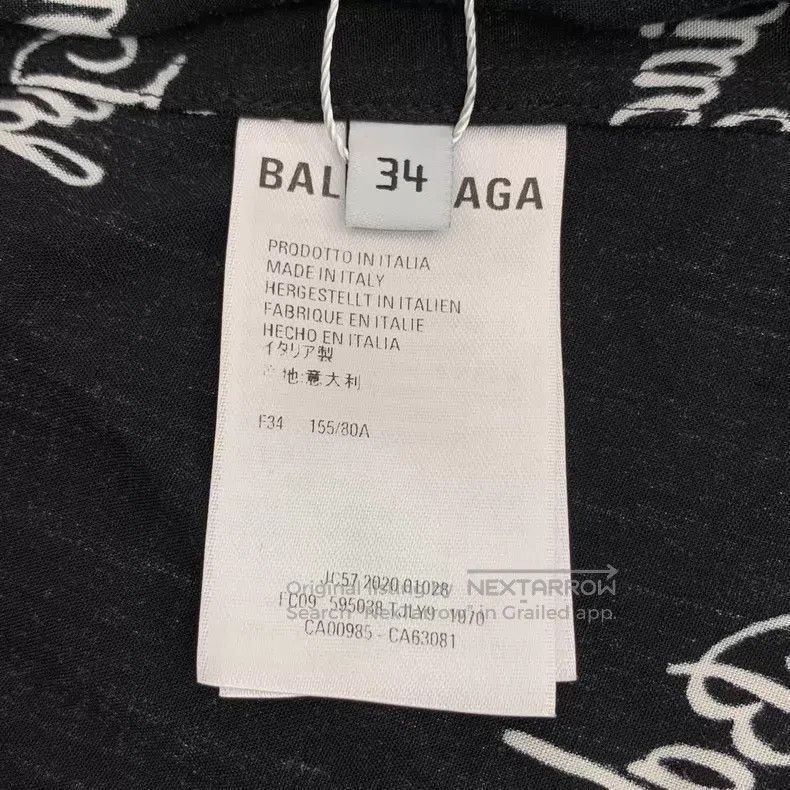 Balenciaga Balenciaga Black Logo Letter All-Over Printed Short Sleeve Size XXS / US 00 / IT 34 - 6 Thumbnail