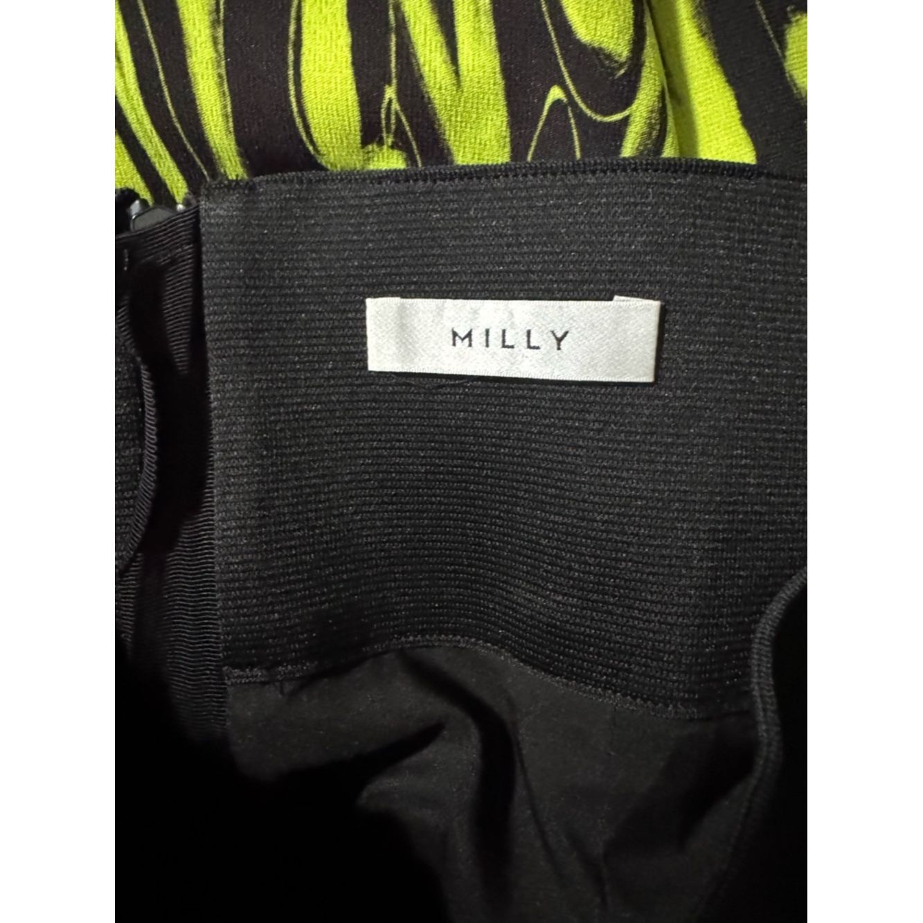 MILLY Milly Black Waist Neon Lime Patterned Pencil Skirt Size 6 Size 28" / US 6 / IT 42 - 6 Thumbnail