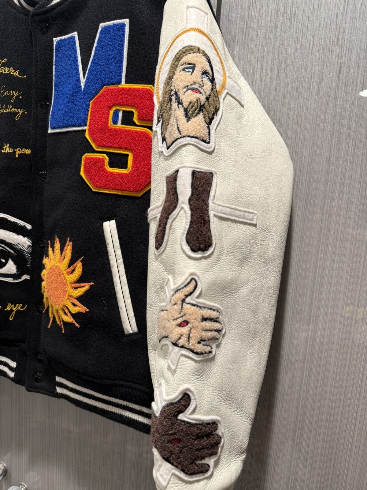 DENIM TEARS × Saint Michael Saint Michael Denim Tears Patches Varsity Jacket Size US M / EU 48-50 / 2 - 5 Thumbnail