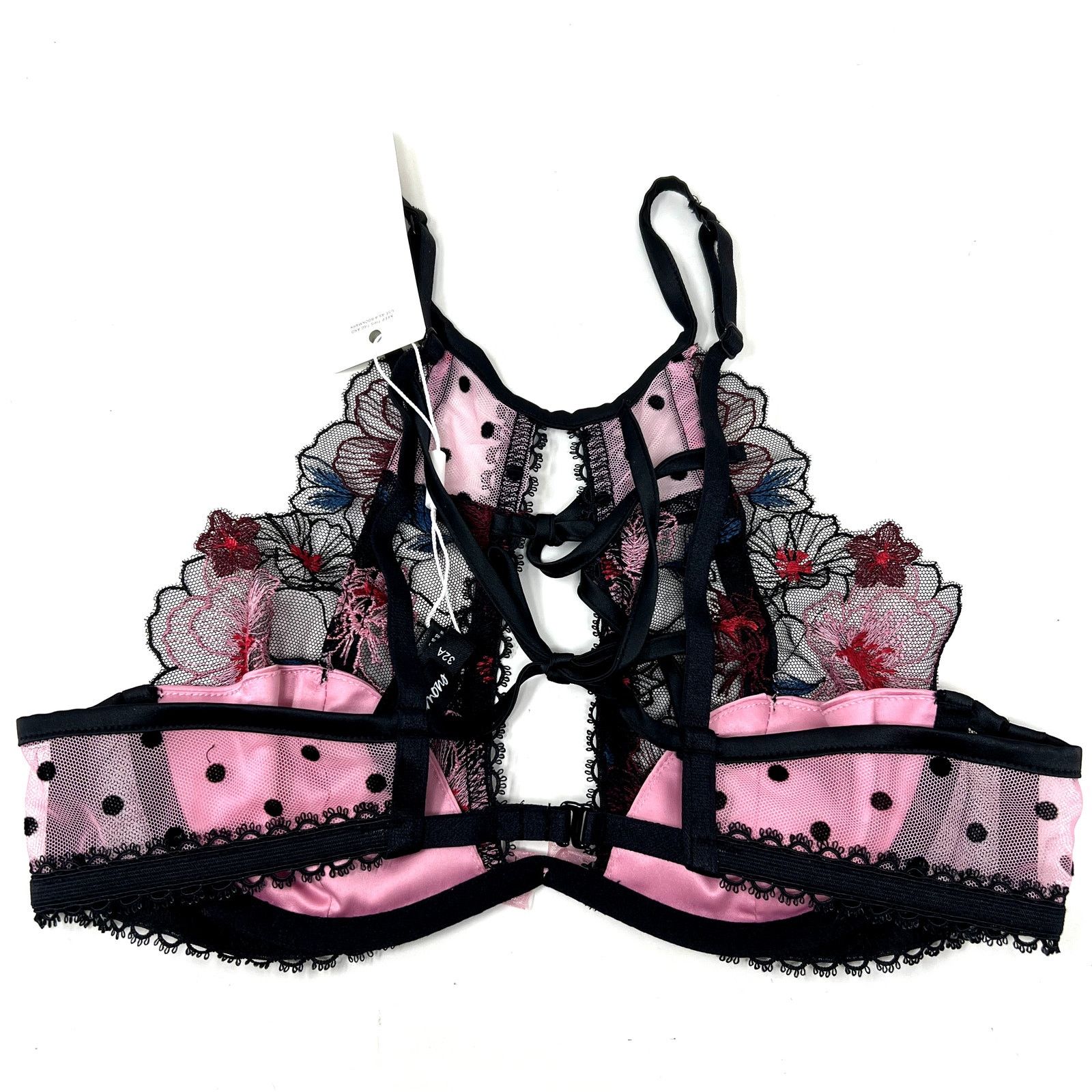 For Love & Lemons For Love and Lemons Zinnia High Neck Bra 32 A pink black C0 Size ONE SIZE - 4 Thumbnail