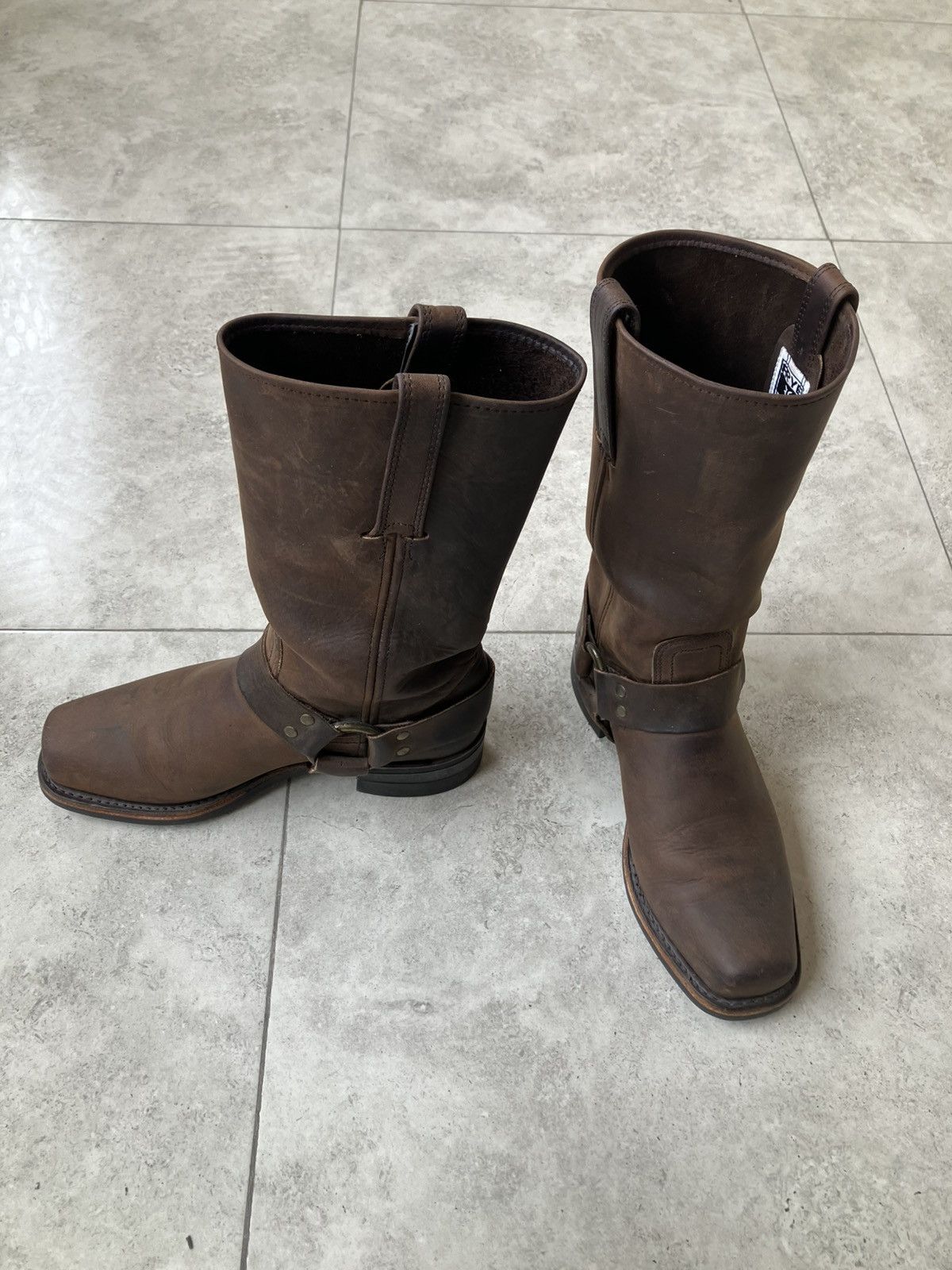 Vintage Frye 12R Harness Boots Brown Leather Square Toe Made in USA Mens 6 D New Vintage boot arrivals in our Sedona shop. Mens Black  main image 2