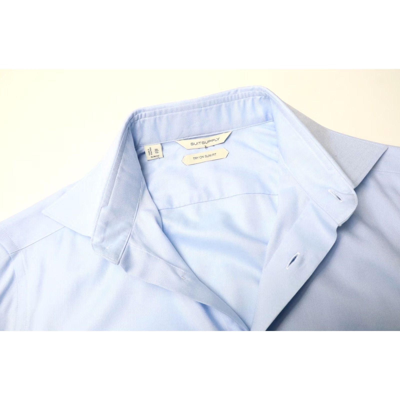 Suitsupply Suitsupply Dress Shirt Slim Fit 38L/15L Blue Long Sleeve Collared Mens Size 38L - 4 Thumbnail
