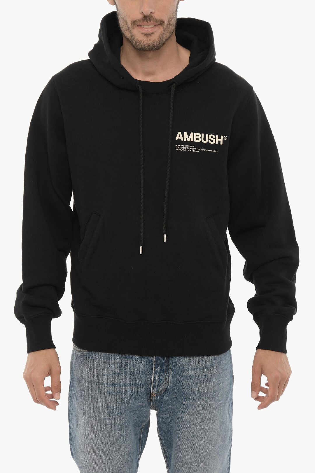 og1mm0925 Fleeced Cotton Hoodies in Black