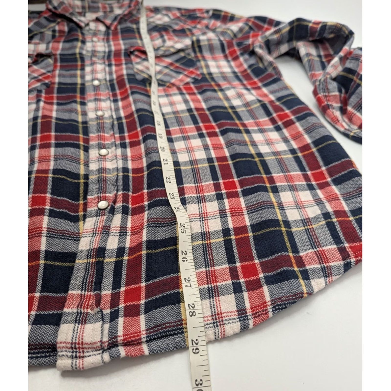 Levi's Levi's Pearl Snap Shirt Men's 2XL Cowboy Western Red Navy Plaid Pockets Cotton Size US XXL / EU 58 / 5 - 5 Thumbnail