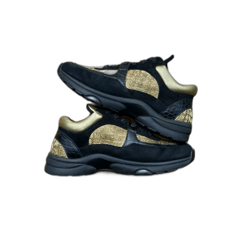 Chanel Chanel Black and Gold Sneakers Size 36 Size US 6 / IT 36 - 1 Thumbnail