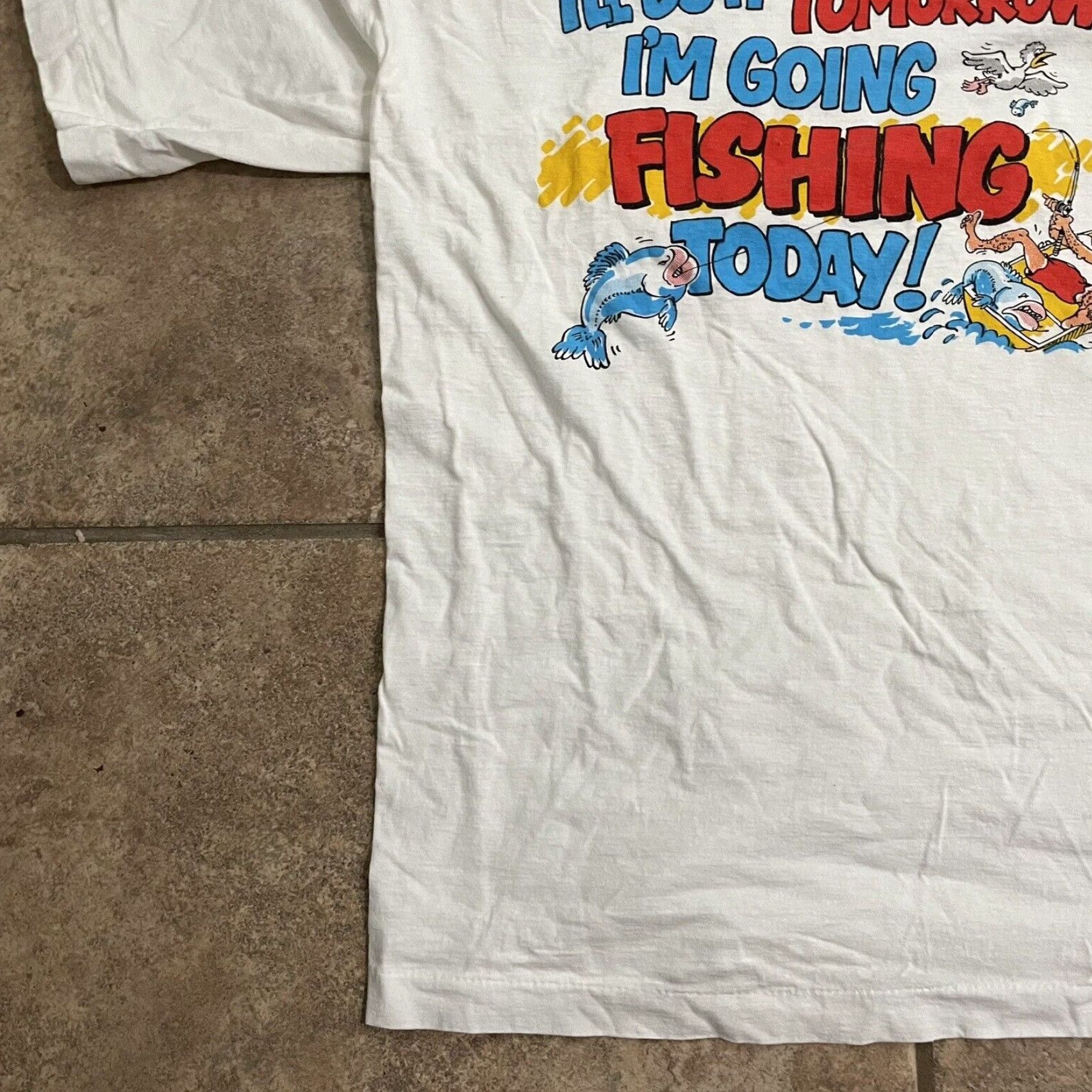 Vintage VINTAGE Fish Graphic T-Shirt Mens XL White Retro Fishing Tee Size US XL / EU 56 / 4 - 3 Thumbnail