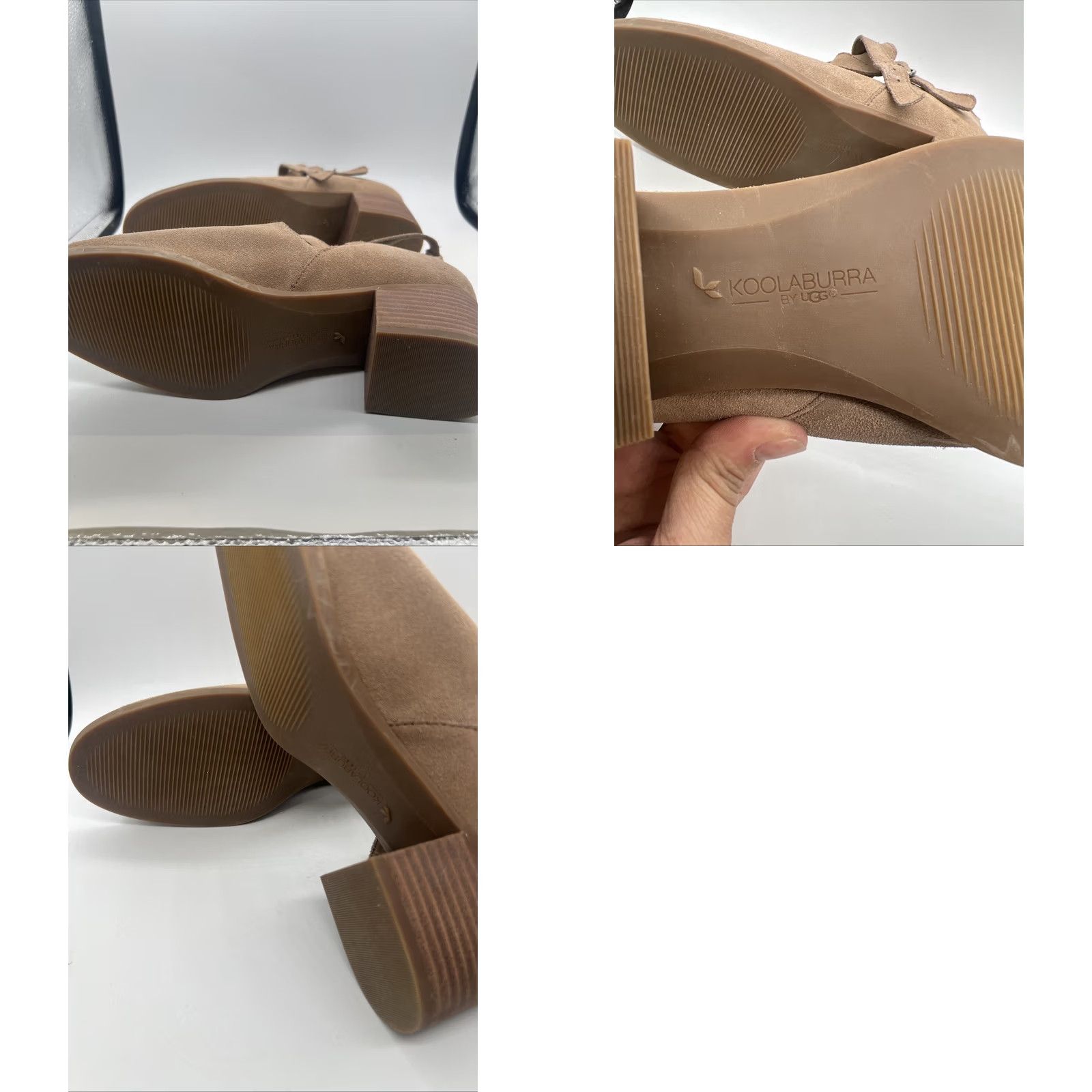 Vintage Koolaburra by UGG Sophy Peep-Toe Sandal Suede Leather Taupe Block Heel 9 Womens Medium Cork? Size US 9 / IT 39 - 9 Thumbnail