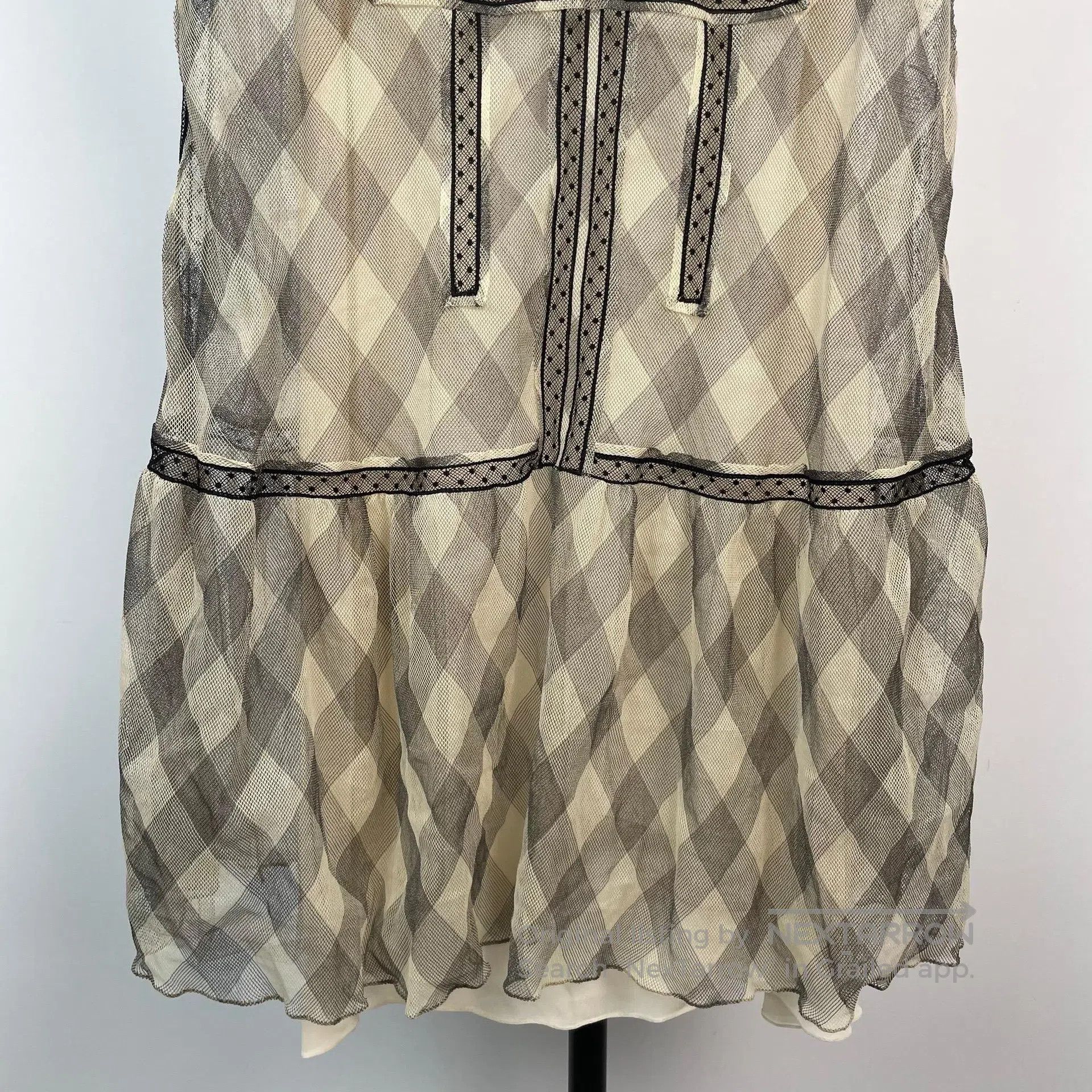 Dior Dior Black and white checkered lace sheer dress with linin Size S / US 4 / IT 40 - 4 Thumbnail