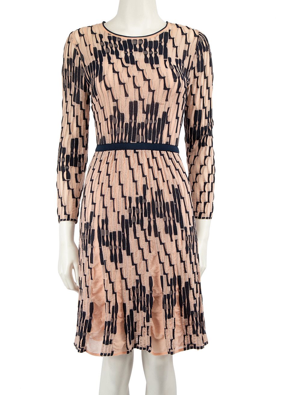 image of M Missoni Pink Abstract Knit Knee Length Dress, Women's (Size Small)