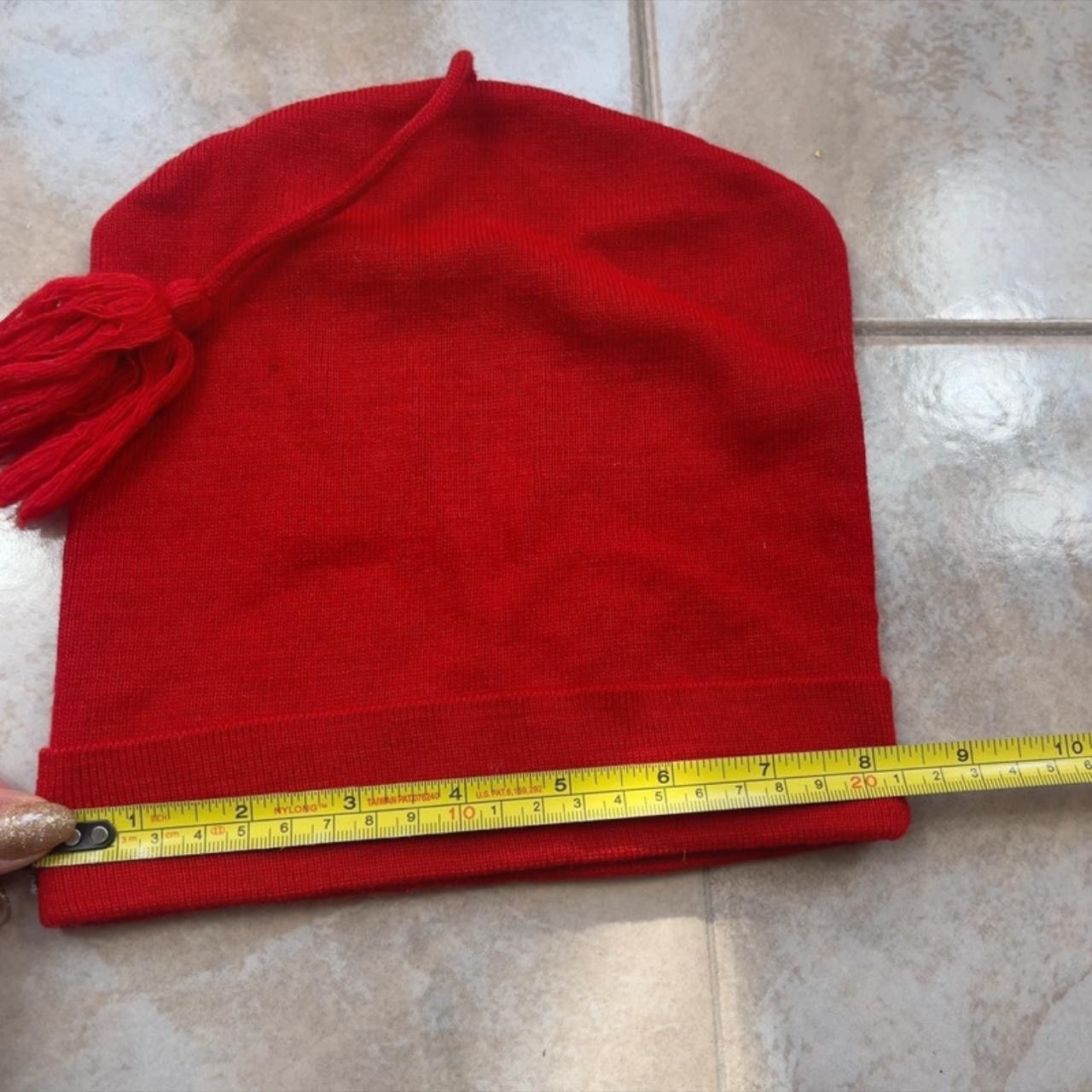 Vintage Vintage Italian Beanie Hat Tassle On Top Red Wool Acrylic Size ONE SIZE - 4 Thumbnail