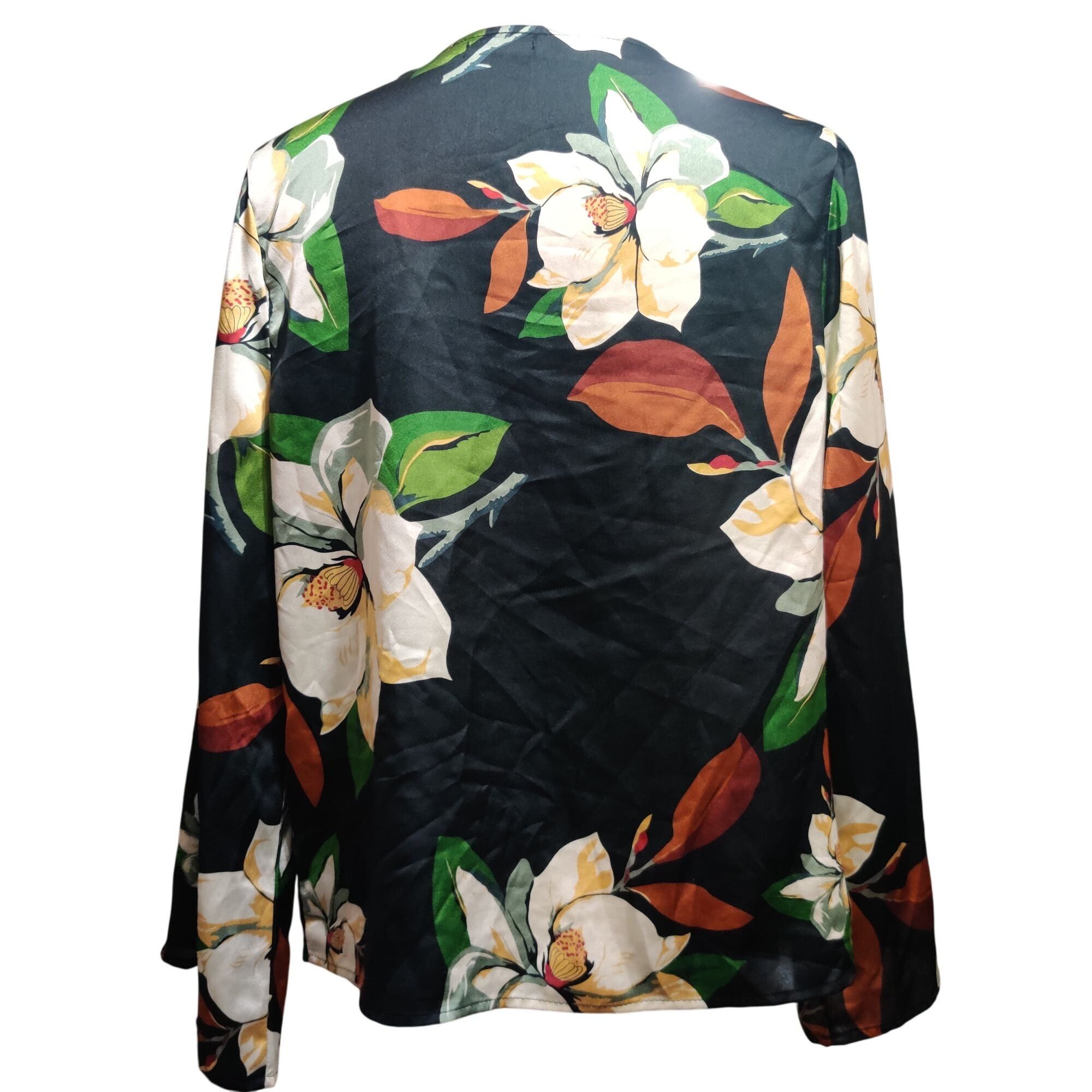 Boohoo Boohoo M/L Black Floral Kimono Open Front Lightweight Jacket Size M / US 6-8 / IT 42-44 - 4 Thumbnail
