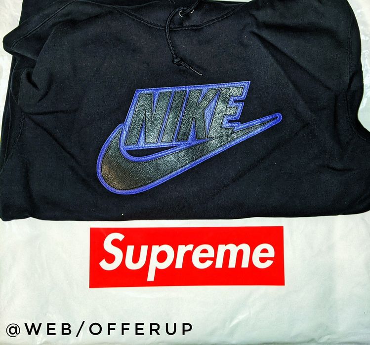 Nike supreme leather online hoodie