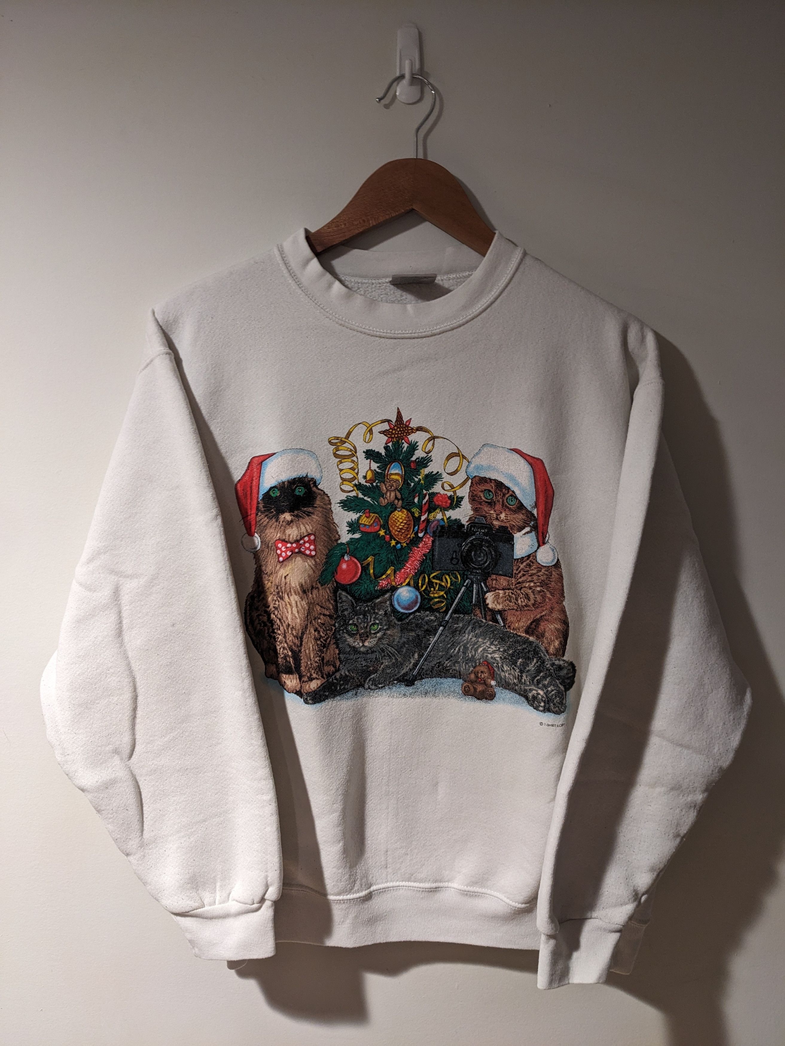 Nikon × Vintage Vintage 90s Christmas Cat Kitten Persian Nikon Sweatshirt Size US L / EU 52-54 / 3 - 1 Thumbnail