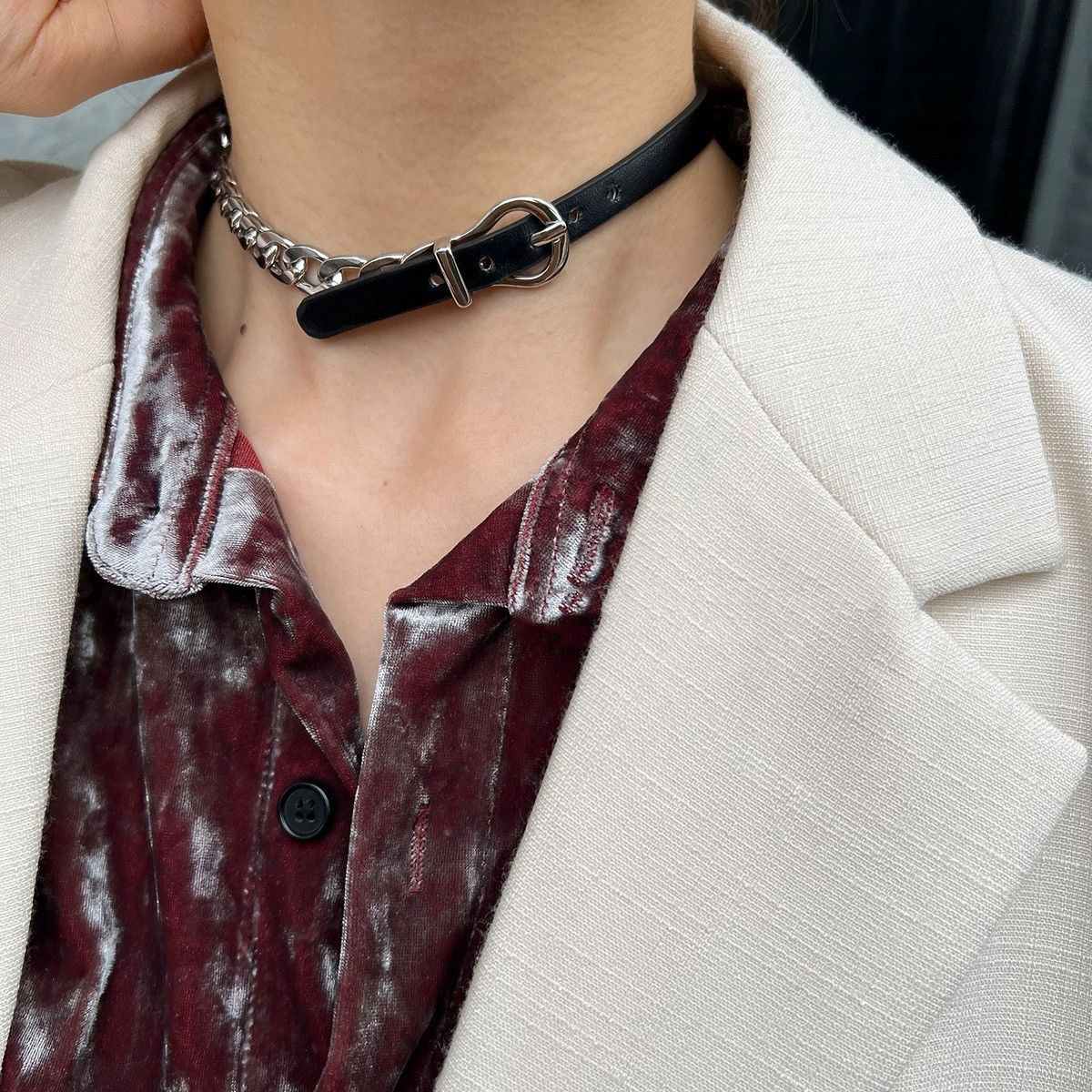 Japanese Brand × Jewelry Fashion punk cuban link chain belt choker necklace Size ONE SIZE - 1 Thumbnail