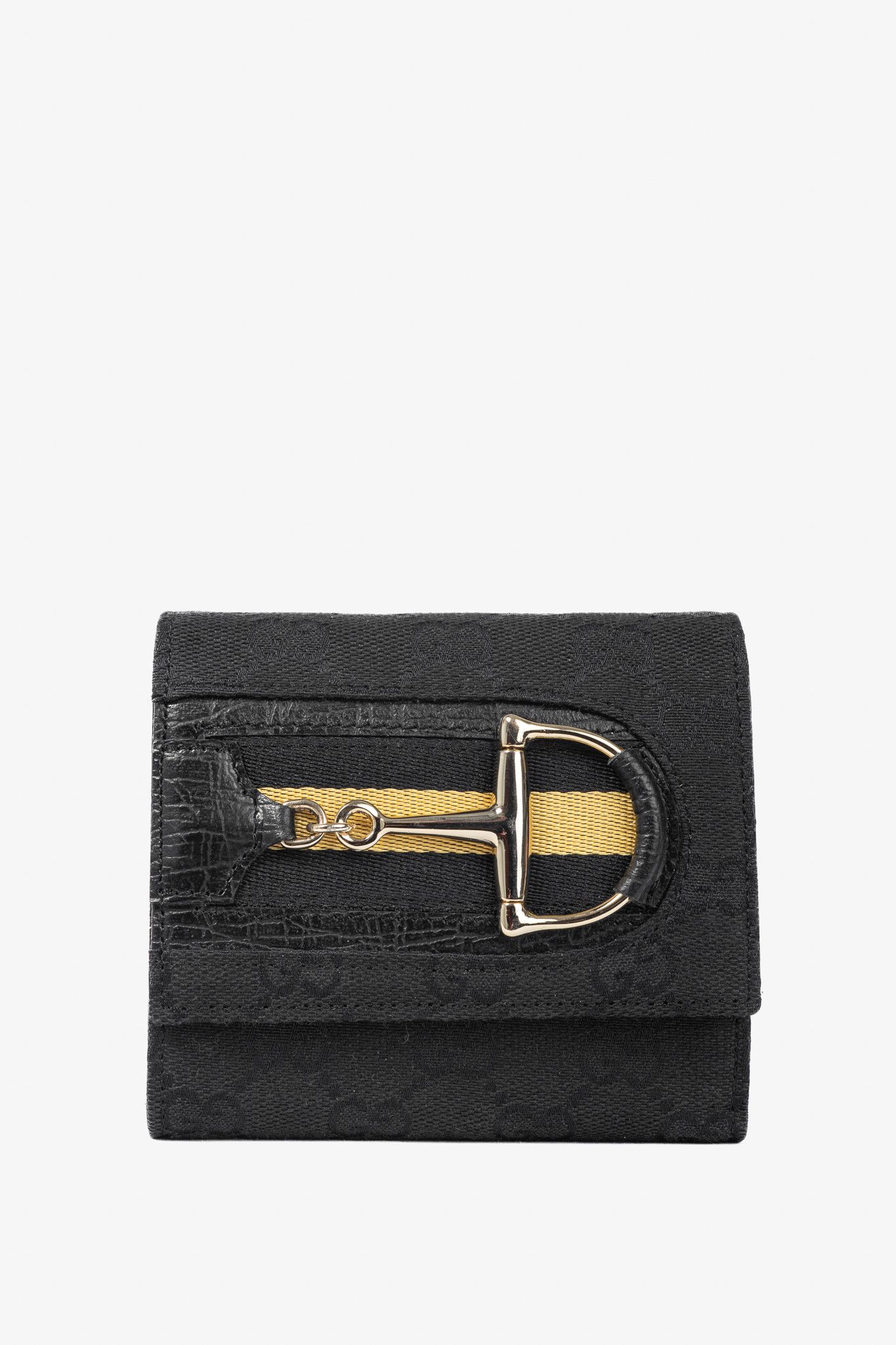 Gucci Gucci Black GG Canvas Horsebit Web Trifold Wallet Size ONE SIZE - 1 Thumbnail