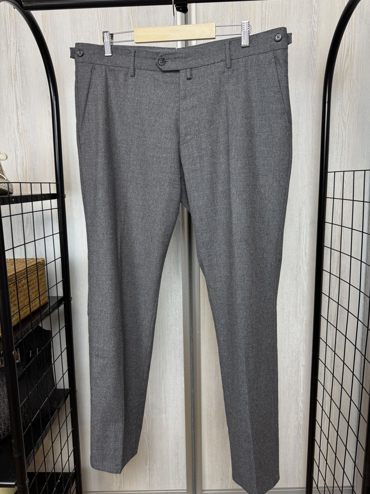Boggi Boggi Milano made in Italy grey wool buckles classic pants Size US 36 / EU 52 - 2 Thumbnail