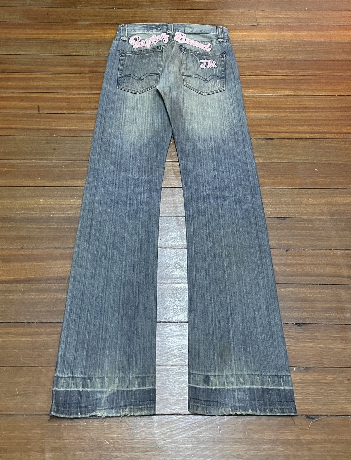 Replay Rare Design Vintage Brand Replay Big Logo Flared Jeans 1990s Size US 32 / EU 48 - 2 Thumbnail