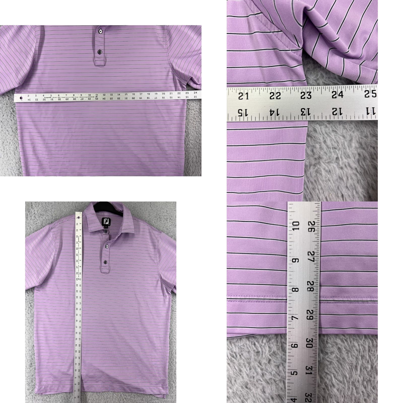 Footjoy FootJoy Polo Shirt Mens Large Purple Black Stripe Golf Lightweight Poly Shirt Size US L / EU 52-54 / 3 - 9 Thumbnail