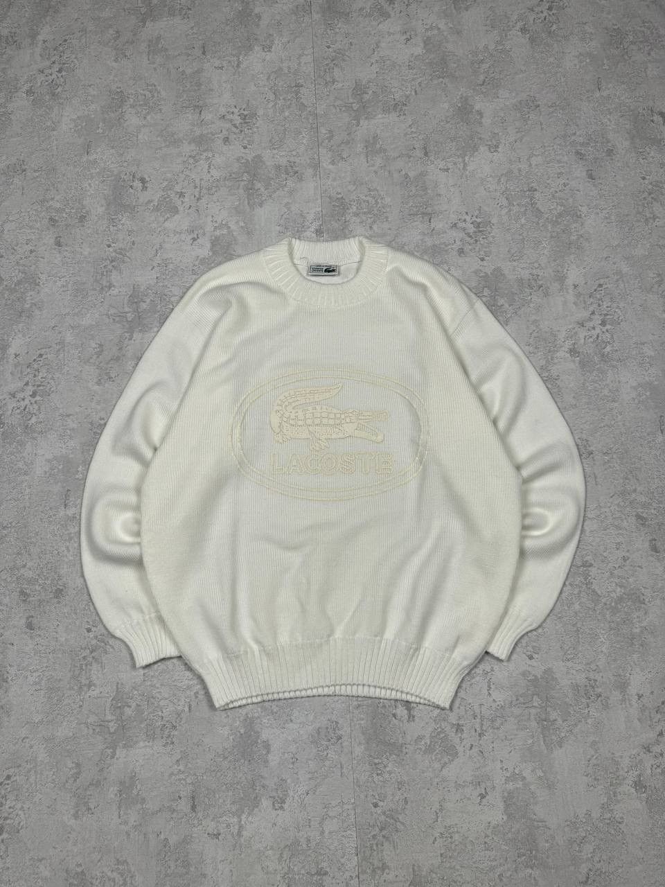 Lacoste Vintage Lacoste Y2K White Sweater Big Logo Size XL Size US XL / EU 56 / 4 - 1 Thumbnail