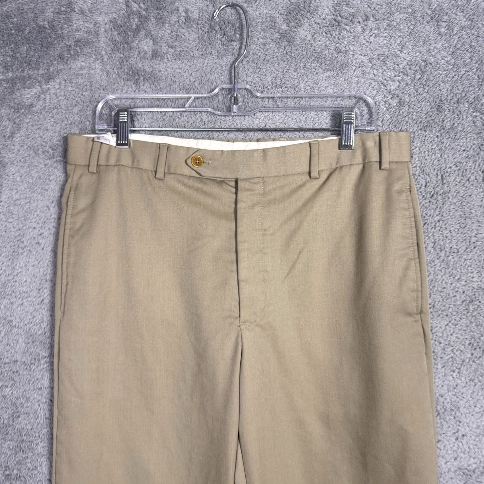 Brooks Brothers Brooks Brothers 346 Madison Fit Pants Men 33x30 100% Wool Dress Pants Beig e Flat Front Office Size US 34 / EU 50 - 3 Thumbnail