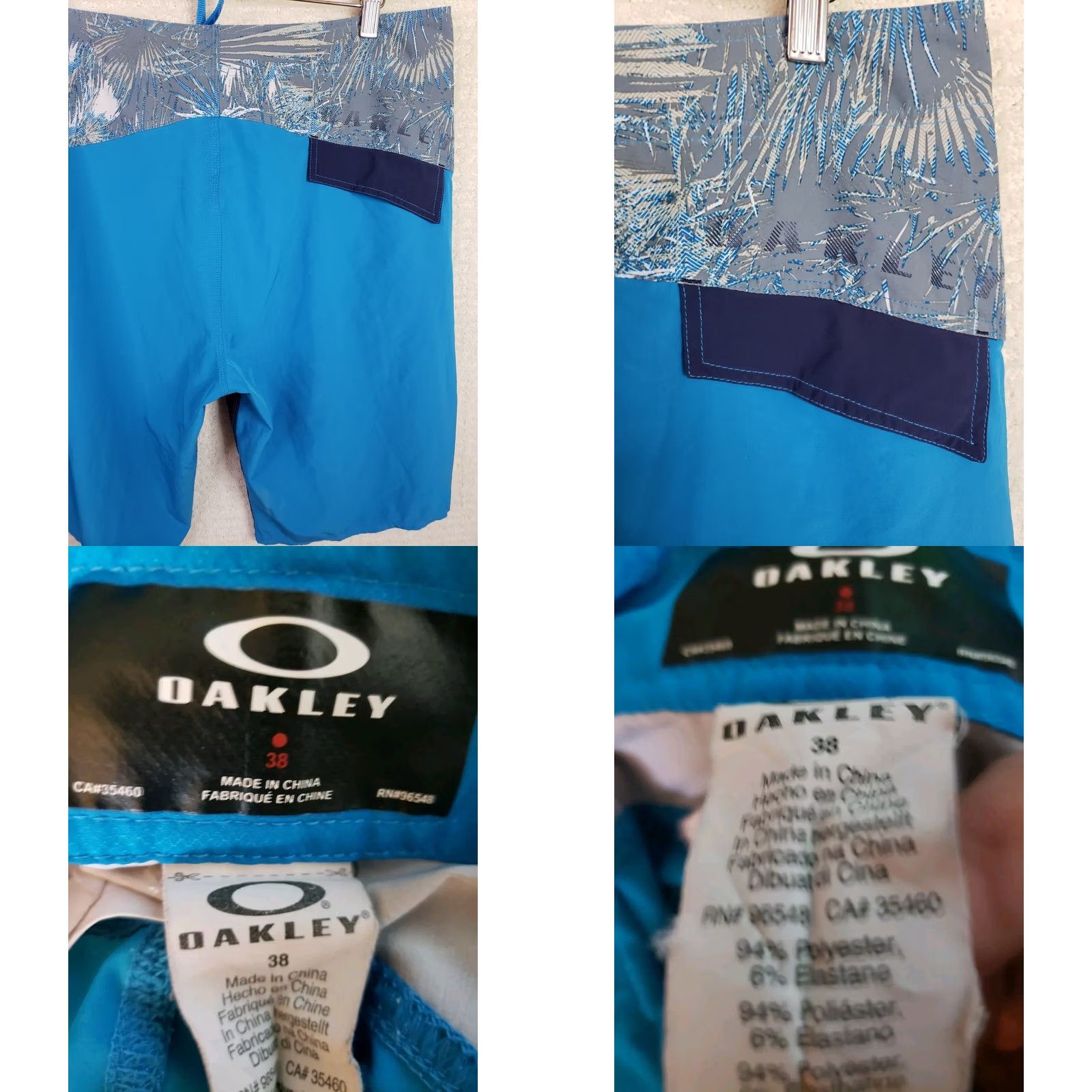Oakley Oakley Board Shorts Men’s 38x11.5 Blue Surf Beach Swimsuit Drawstring Unlined Pockets Inside Pockets 100% Polyester Regular Mens Size US 38 / EU 54 - 8 Thumbnail