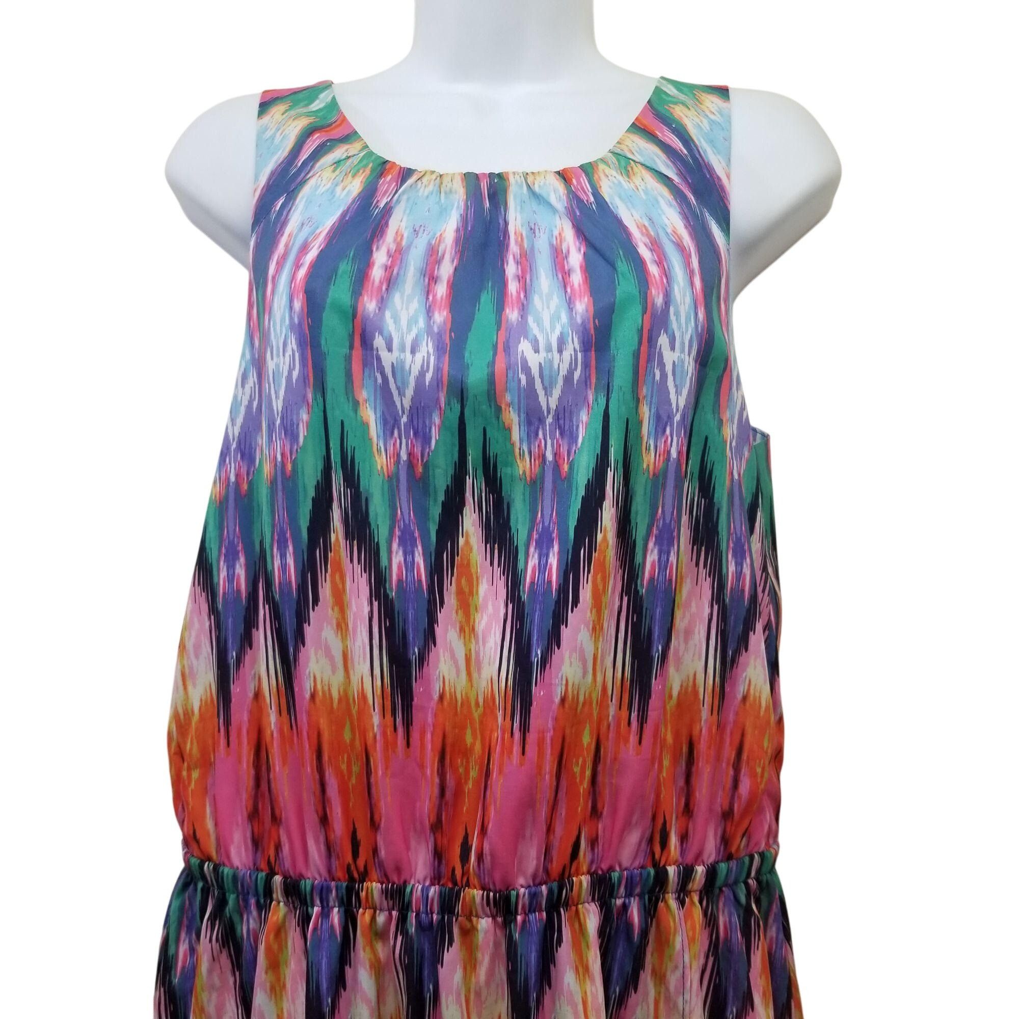 Athleta Athleta M Artsy Dress Tassels Sleeveless Ikat Martinique Ath Size M / US 6-8 / IT 42-44 - 3 Thumbnail