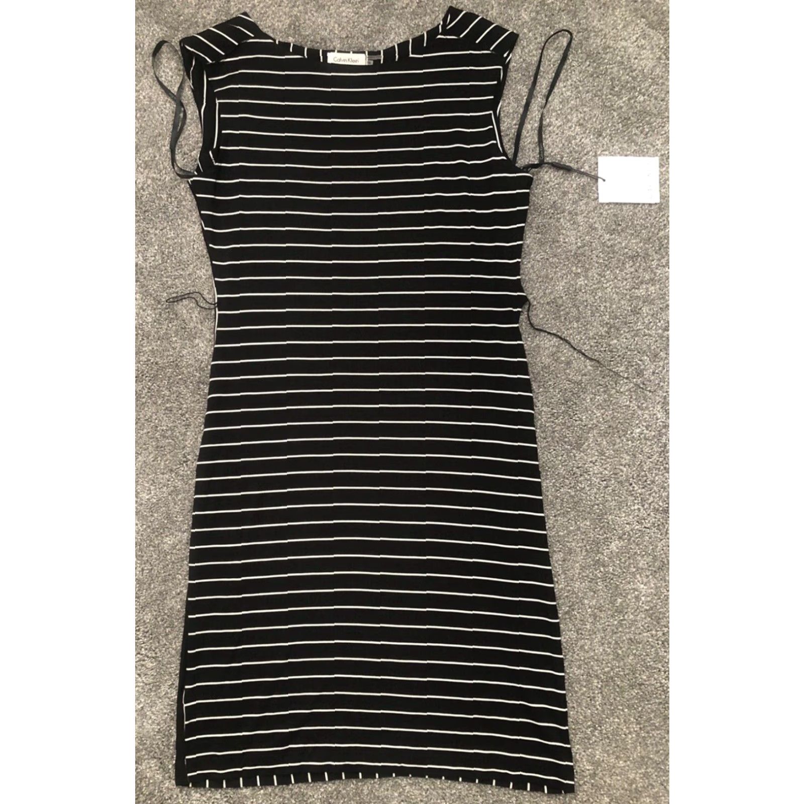 Calvin Klein Calvin Klein Dress Women 10 Striped Sleeveless Knee Length Black White Pullover Buttonless NWT Vintage? Wait. Size L / US 10 / IT 46 - 2 Thumbnail