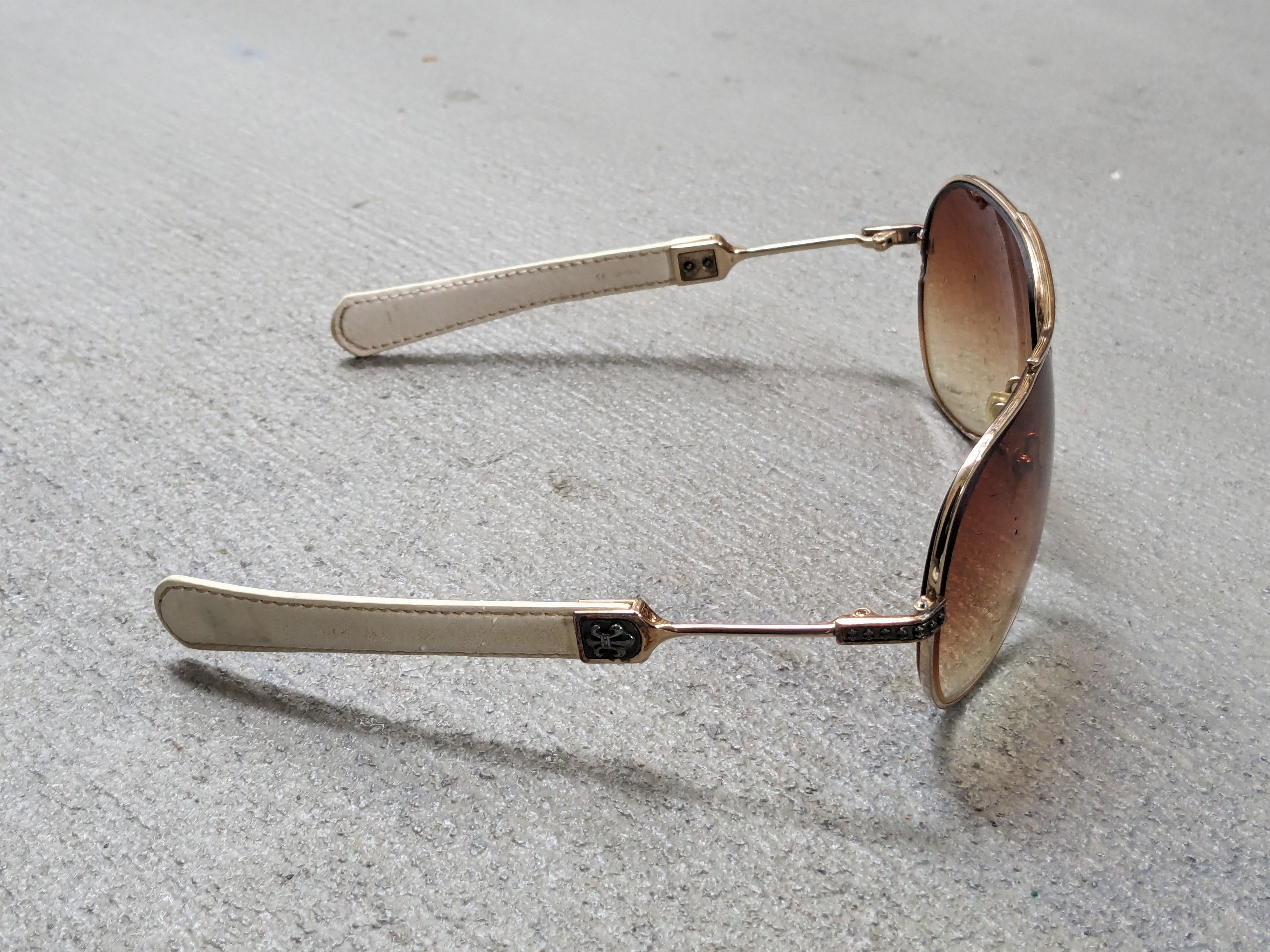 Chrome Hearts Chrome Hearts Aviator Sunglasses White Leather Biker Cross Size ONE SIZE - 10 Thumbnail