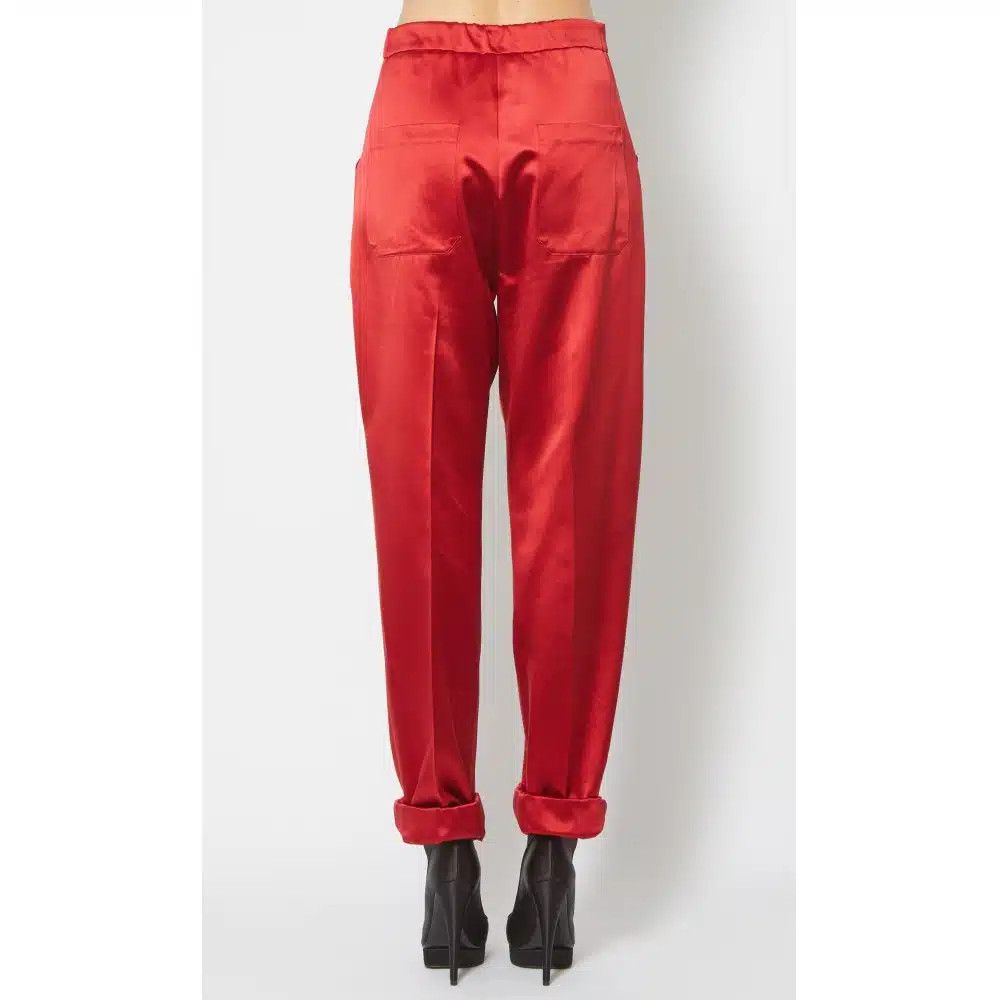 Tom Ford o1loc1c0526 PAW281 Silk Duchesse Boyfriend Cut Pant in Red Size 25" / US 0 / IT 36 - 4 Thumbnail