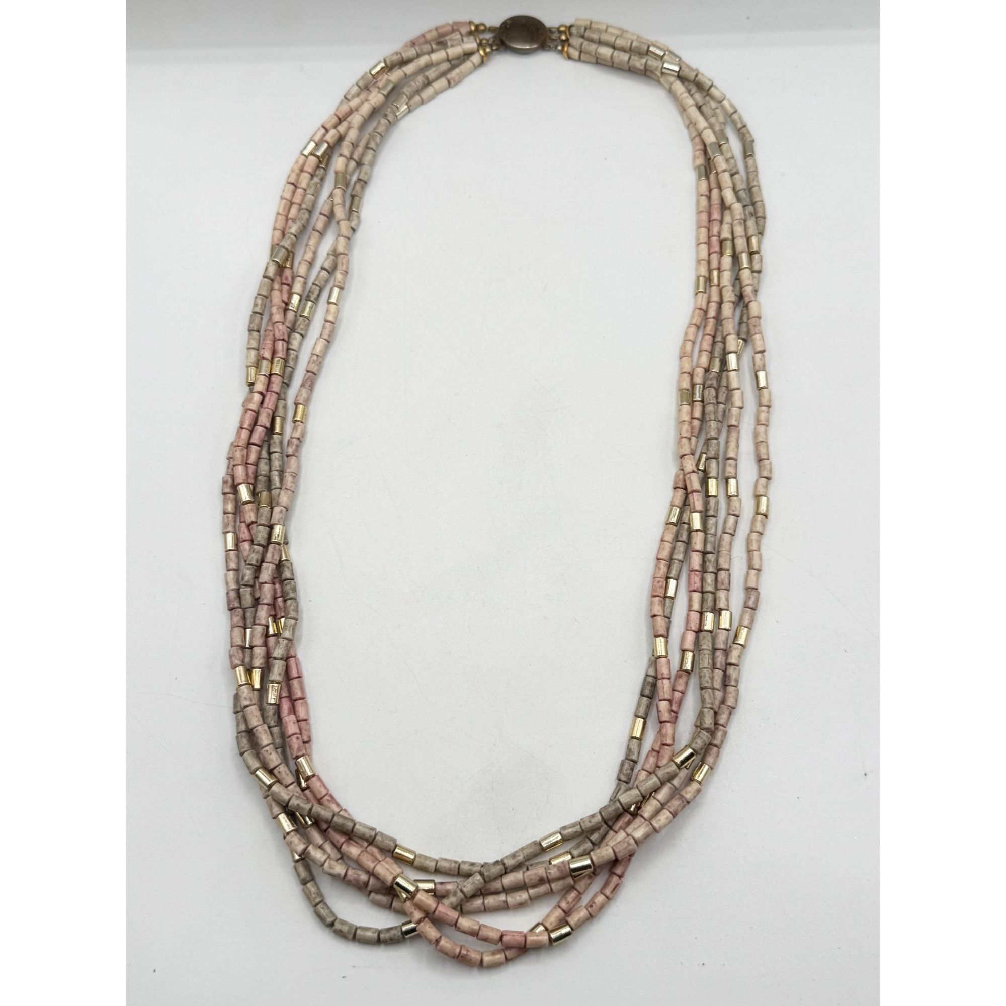 Vintage Vintage Pastel Neutral Gold Tube Barrel Bead Beaded Multi St Size ONE SIZE - 4 Thumbnail