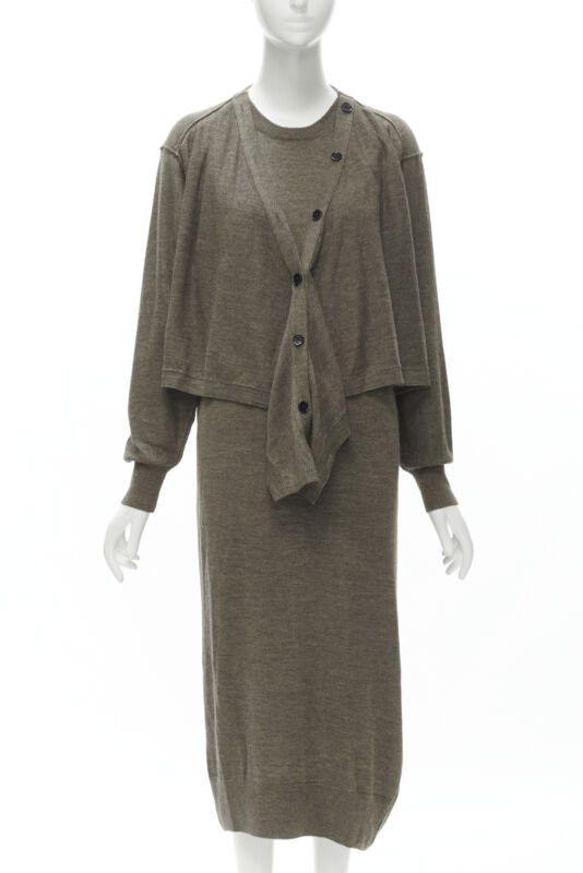 Lemaire LEMAIRE brown merino wool blend tie front cardigan sweater dress XS Size XS / US 0-2 / IT 36-38 - 1 Thumbnail