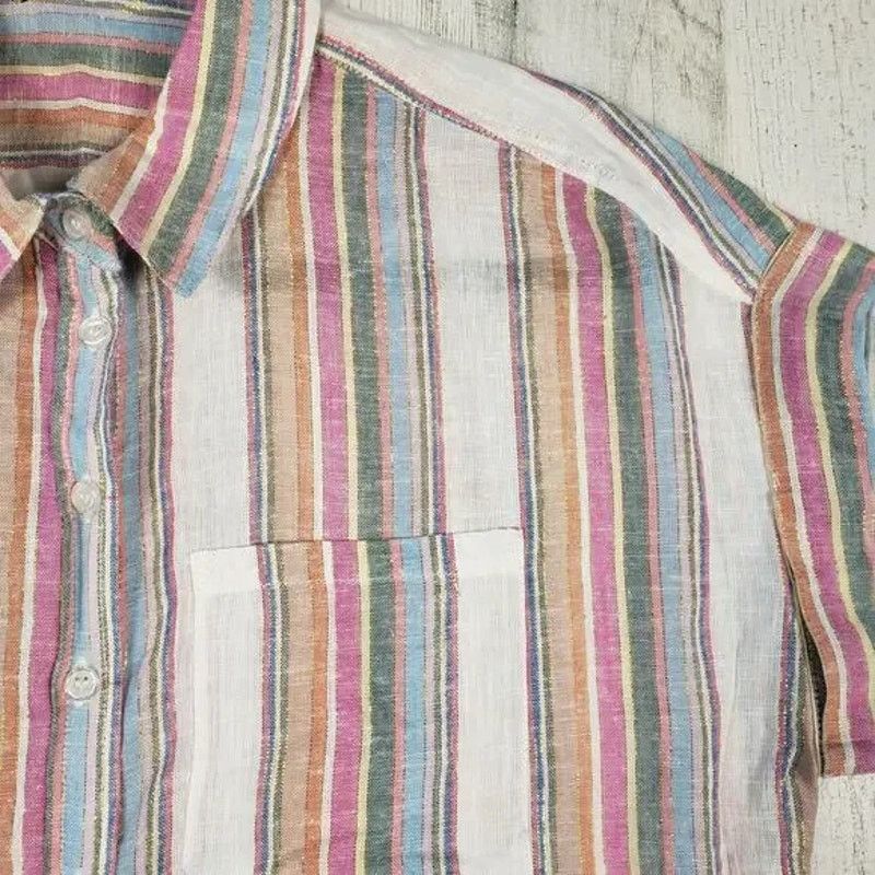 Other Velvet Heart Linen Blend Striped Button Up Blouse Medium Size M / US 6-8 / IT 42-44 - 3 Thumbnail