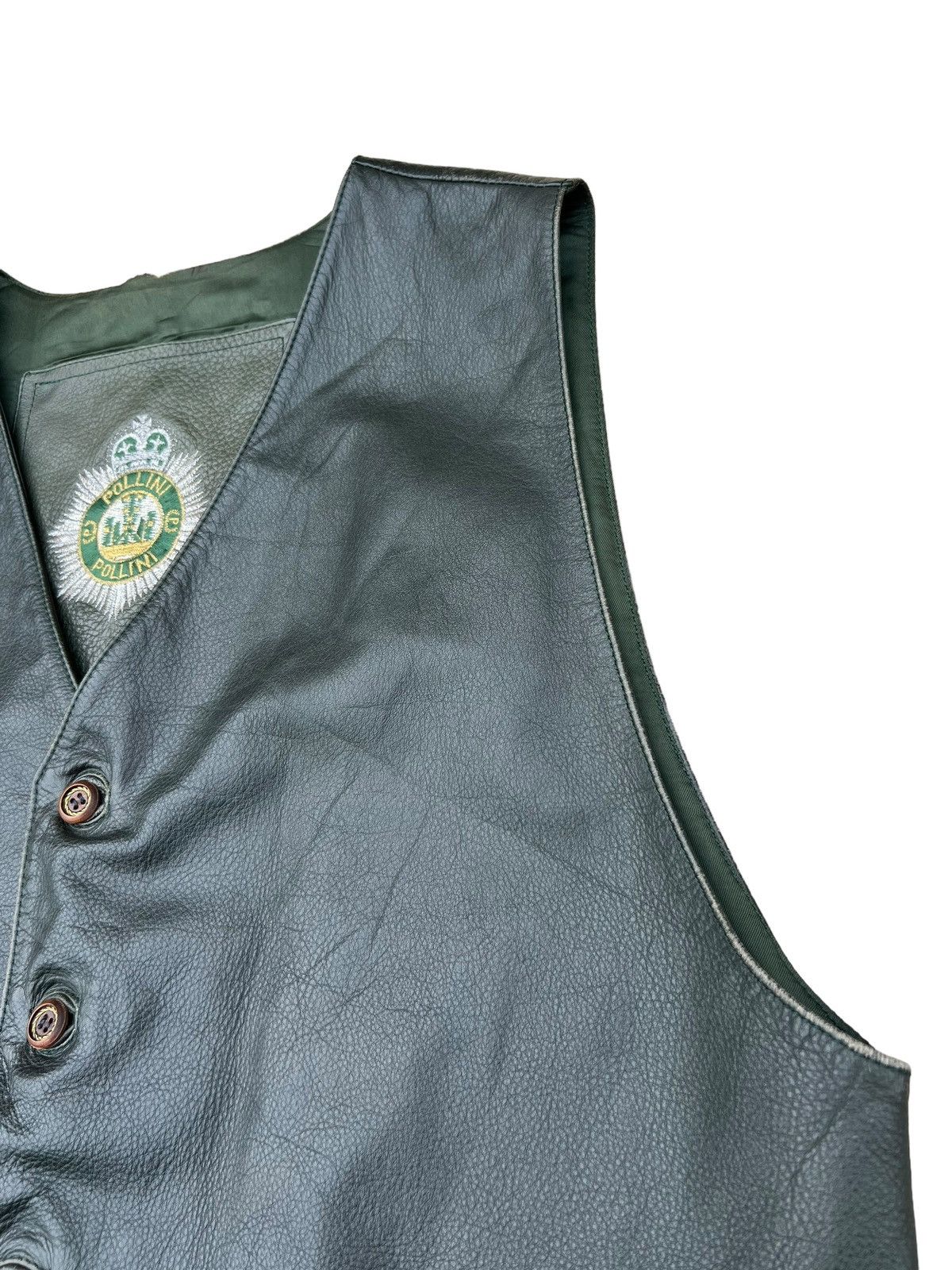 Leather Vintage Pollini Patina Leather Vest Size US L / EU 52-54 / 3 - 6 Thumbnail