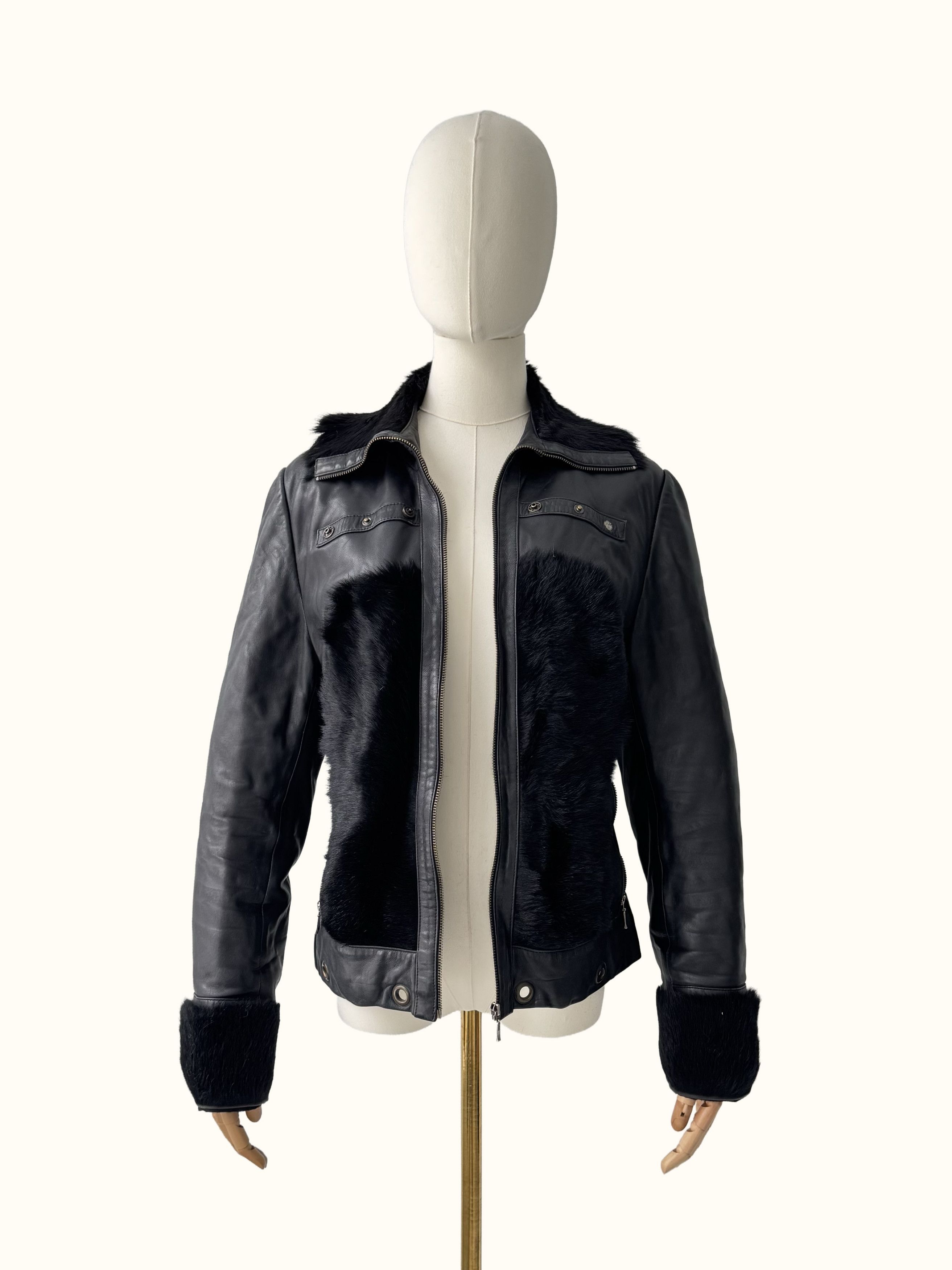 Vintage Vintage Cropped Leather Jacket With Real Fur (B250)D15E2 Size S / US 4 / IT 40 - 3 Thumbnail