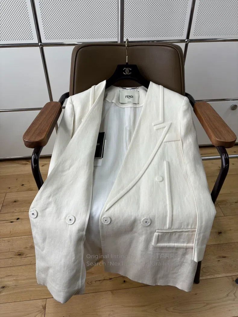 Fendi Fendi Beige textured blazer Size XS / US 0-2 / IT 36-38 - 4 Thumbnail