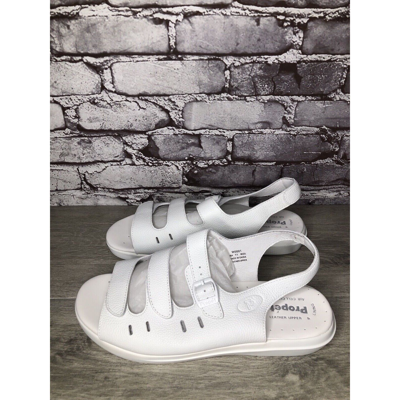 Other Propet Cell Cushion White Leather Triple Strap Wedge Sandals Size US 11 / IT 41 - 19 Thumbnail