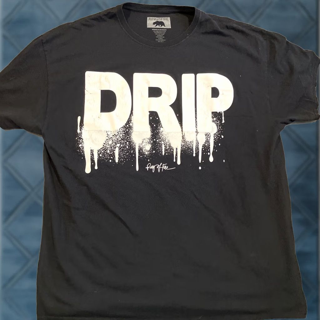 Ring Of Fire VINTAGE: No Ring of Fire T-Shirt Black Crew Neck Short Sleeve 2XL XXL Drip Graphic Men Cadence Hip Hop Logo Classic Cotton Knit Easy Care Size US XXL / EU 58 / 5 - 1 Thumbnail